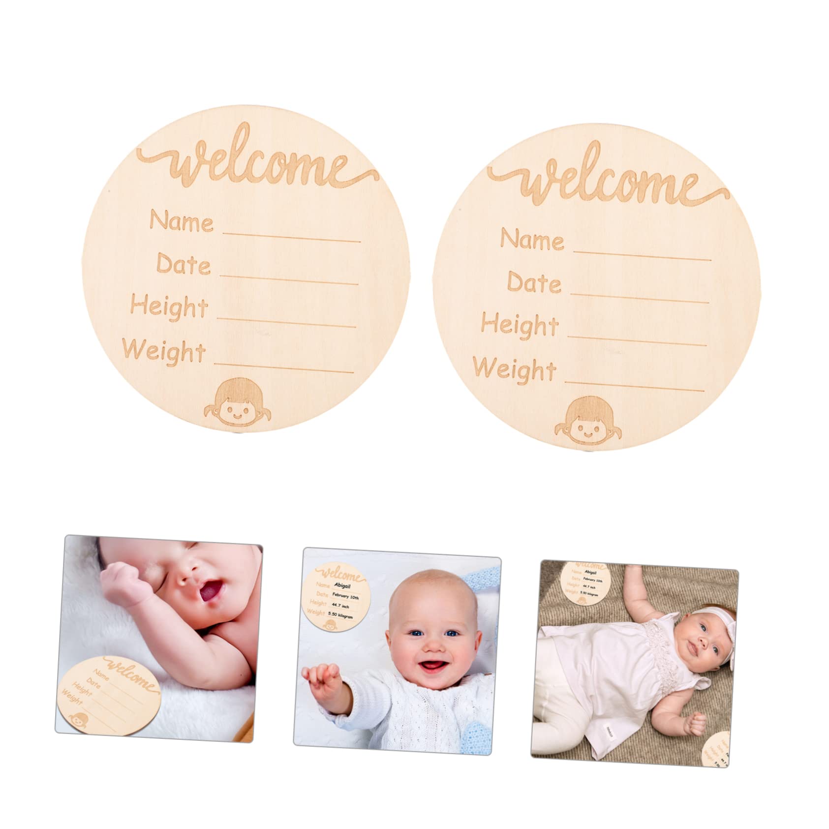 Toddmomy Wooden Baby Name Board Birth Announcement Sign Photo Skin Friendly Decor
