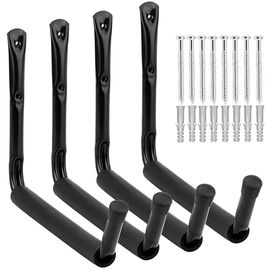 4pcs Garage Hooks For Hanging Ladder Hose Extension Cord Shovel Bike Chair Garde