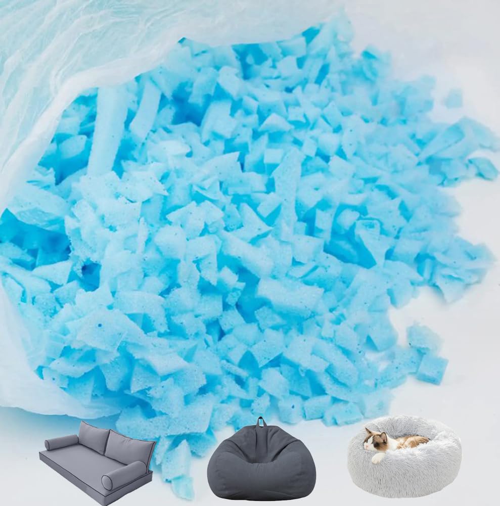 Flocons de mousse déchiquetés pour coussin, oreiller, futon, recharge de mousse à mémoire de forme de qualité supérieure pour travaux manuels, choix respectueux de l'environnement (1 000 g)