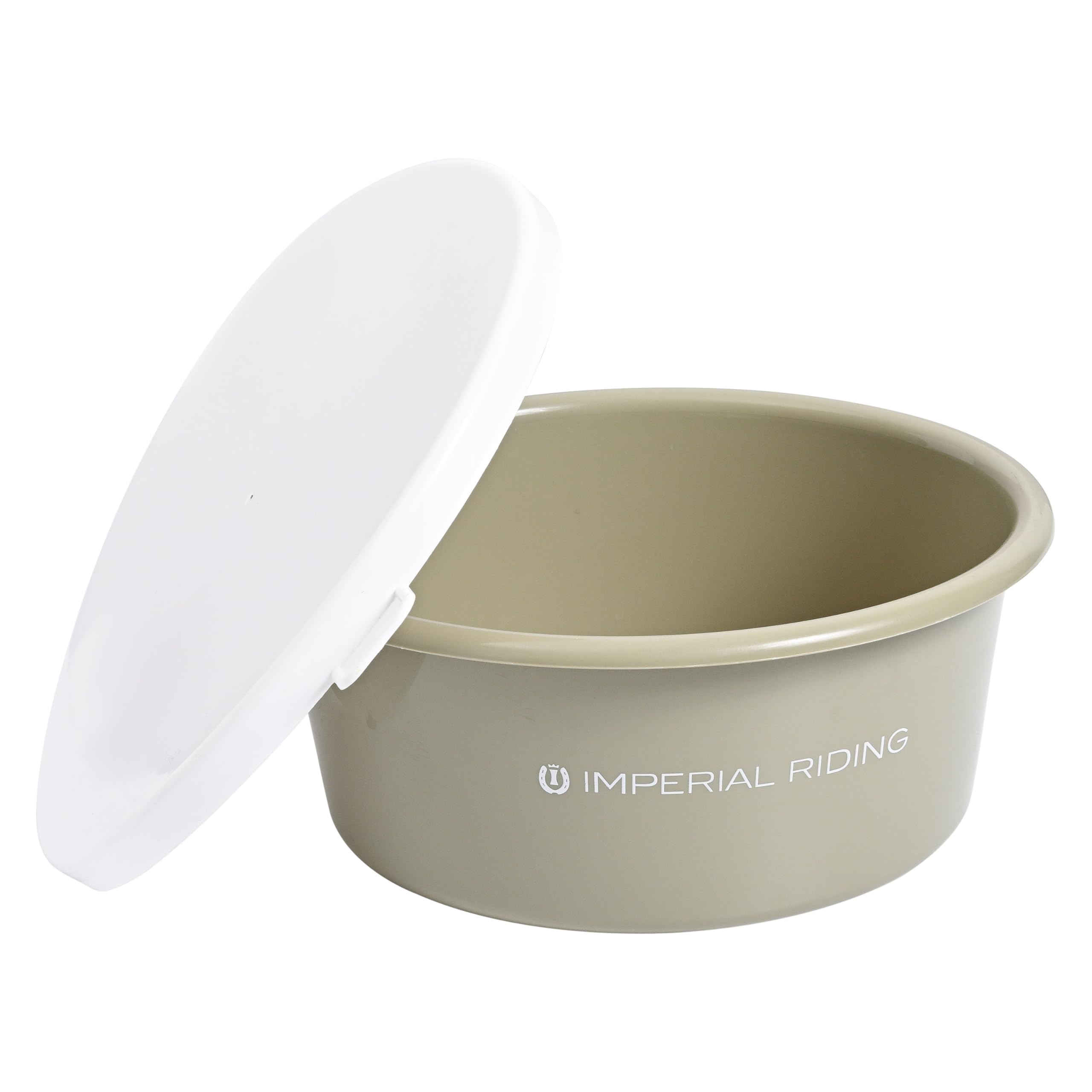 Imperial Riding IRH Basic Feeding Bucket with Lid Made of Food-Grade Plastic, 6 L, Light Olive Green, 1 Size