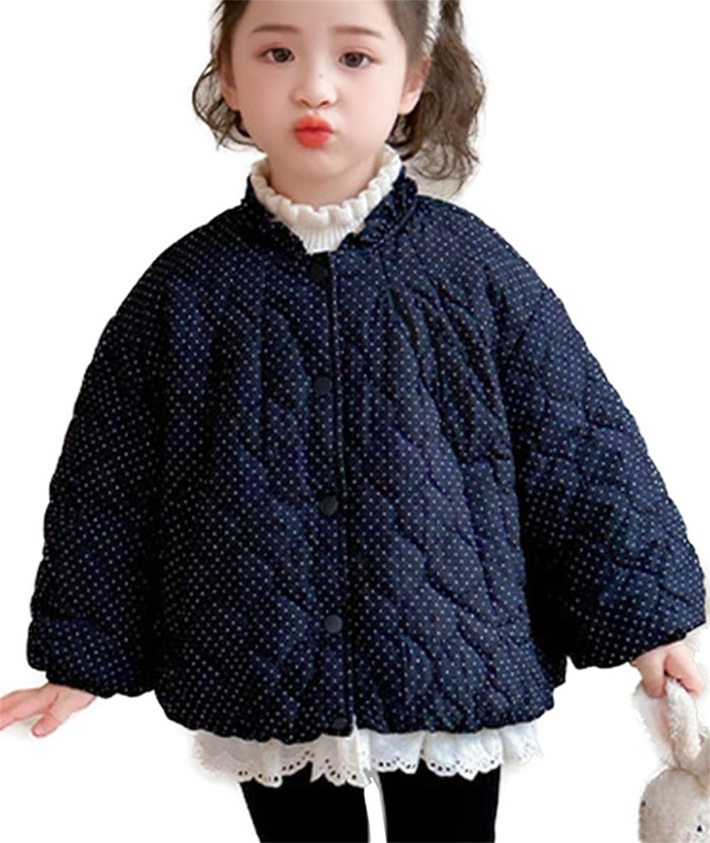 [BLZXIAN] キッズ 女の子 ダウンコート ジャケット 綿入り ブルゾン トップス 長袖 レース ドット カジュアル 暖かい