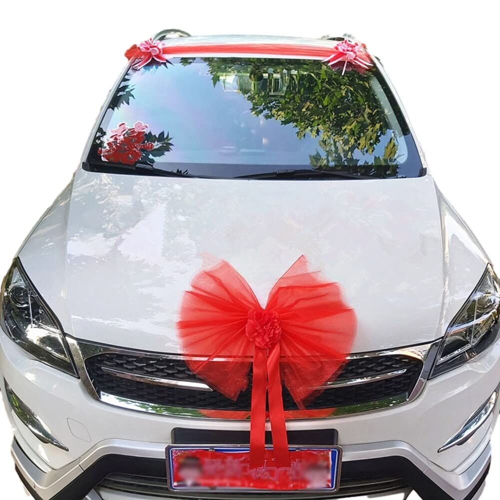 10 Nœuds Décoratifs Pour Voiture De Mariage – Ruban Avec Cœurs Et Dentelle, 16x26 Cm