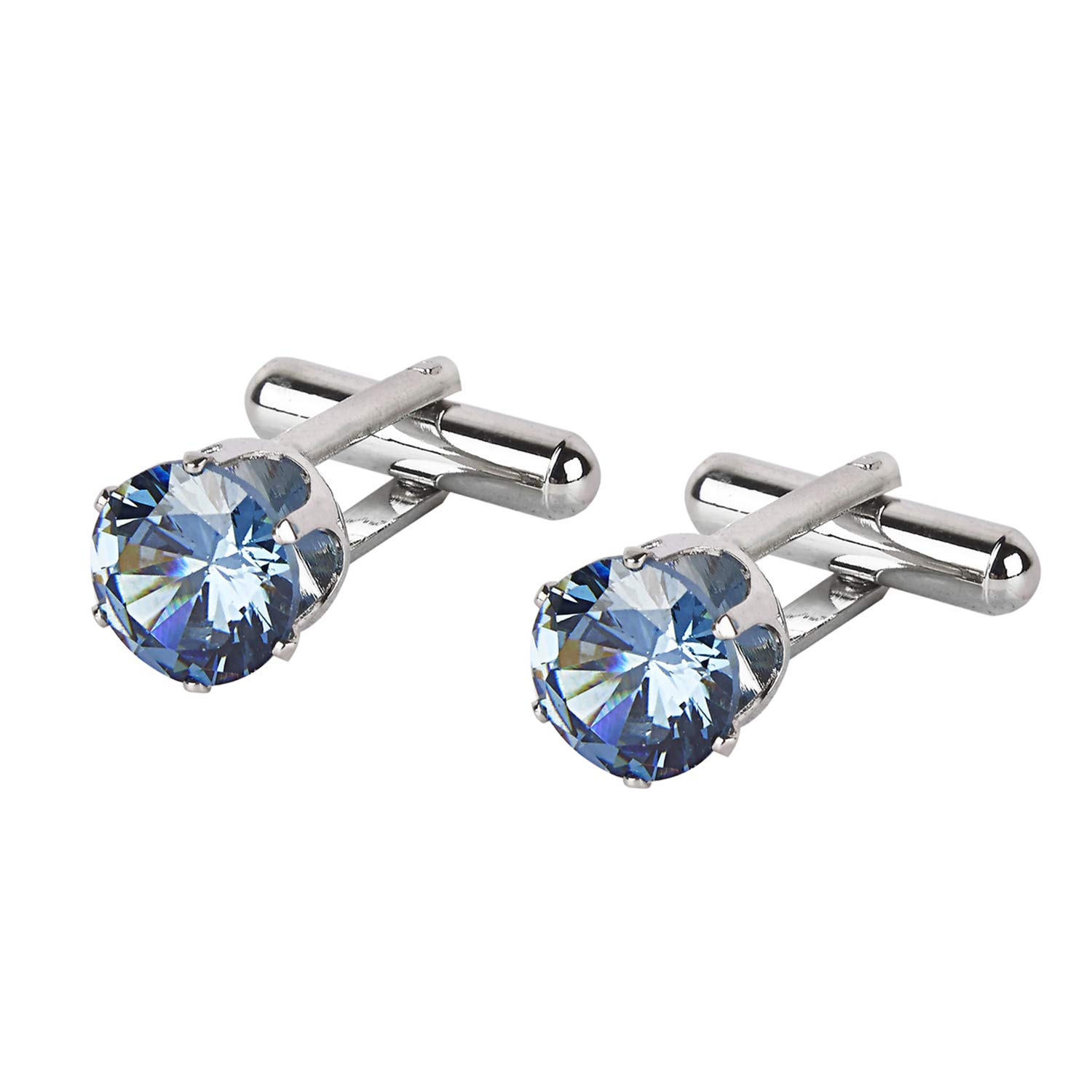 Shining Jewel Designer Stylish CZ Zircon Gemstone Studded Accessories Silver Rodium Plated Cufflinks for Men (SJ_7136) (B07T9FFGZT) Amazon Price History, Amazon Price Tracker