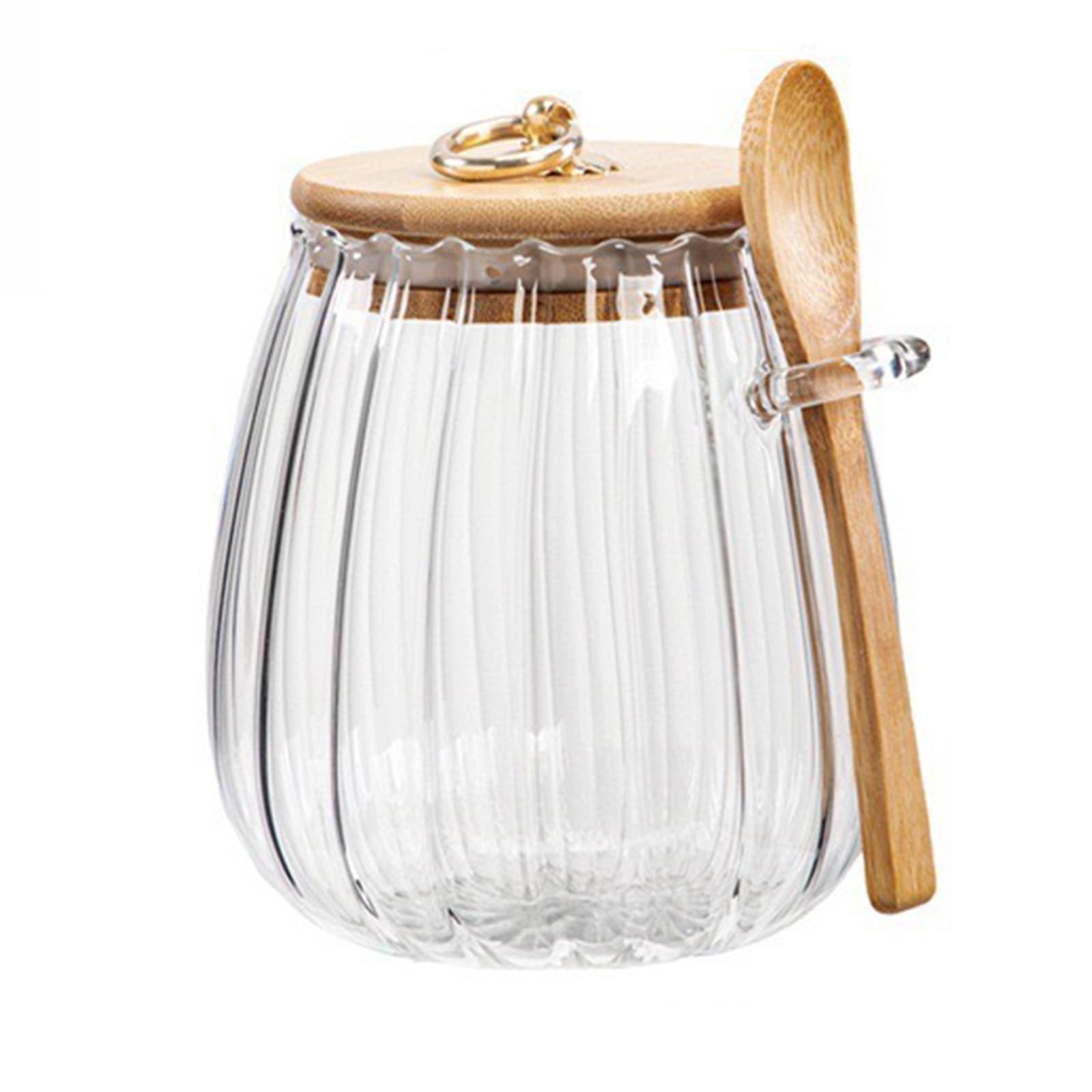 Glass Jar with Bamboo Lid and Spoon 700ML/24oZ,Airtight Storage Canister,Storage Jars with Metal Handle,Tea Coffee Sugar Canister,Candy Cookie Storage Container,Decorative Food Storage Cans