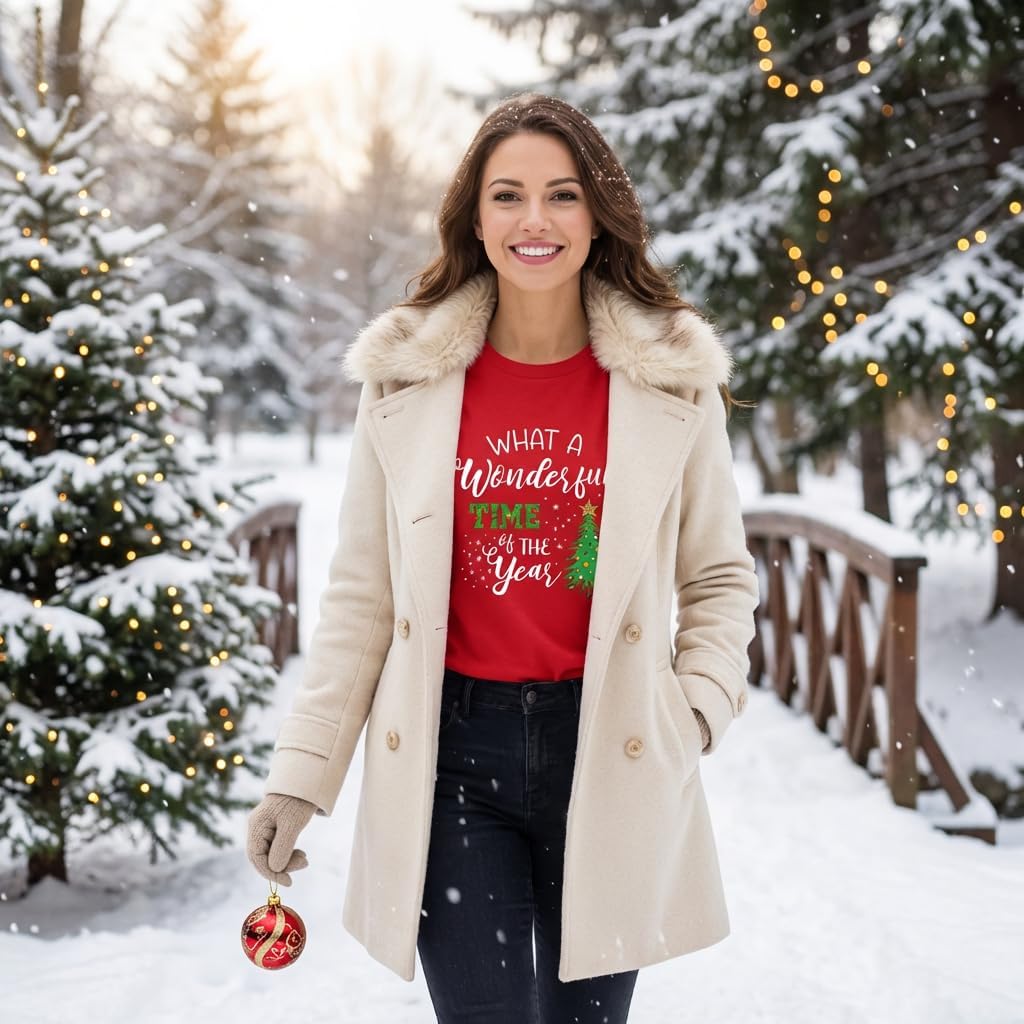 Christmas Shirts for Women Ugly Xmas Hawaiian Holiday Tshirts Merry and Bright Graphic Short Sleeve Tee Tops - Image 2