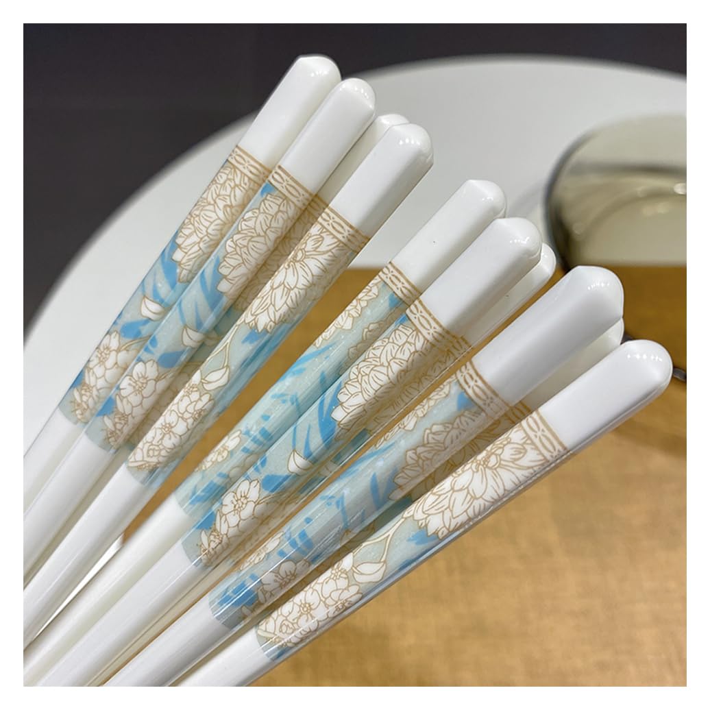 ZHOUXIAO Juego De Palillos De Porcelana Azul Claro, Palillos De Regalo Reutilizables, Palillos De Cerámica De Cerámica De Hueso De Alto Grado, Palitos De Corte Coreano Chinos 10 Pairs