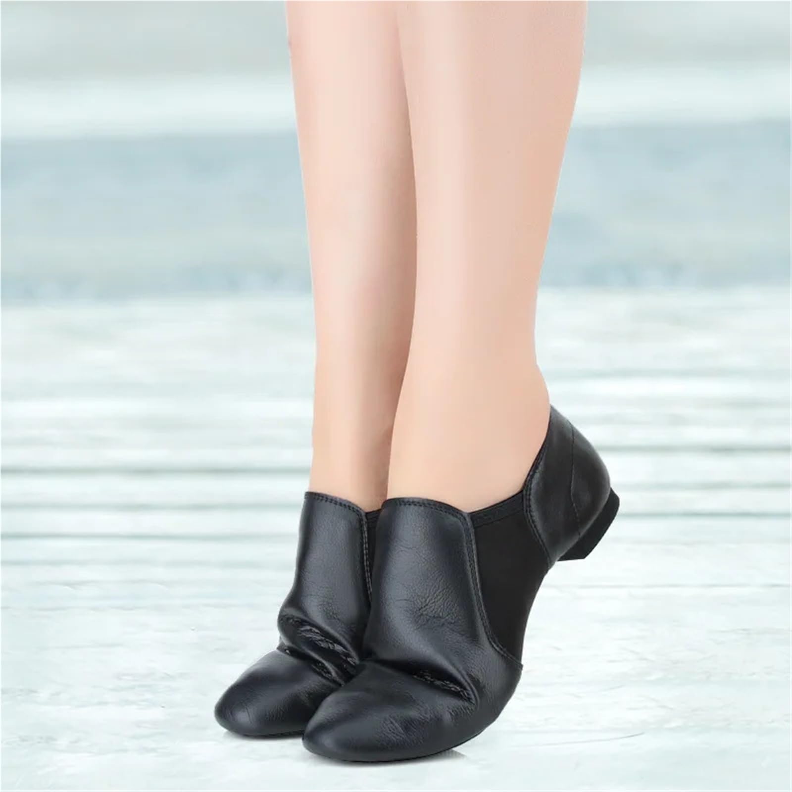 Ballettpantoffeln Jazz-Tanzschuhe, Tan-Schwarz, Twin-Slip-on-Jazz-Schuhe, Übergroße Tanz-Sneaker for Mädchen Und Frauen(Canvas Black,FR41-25.5cm)