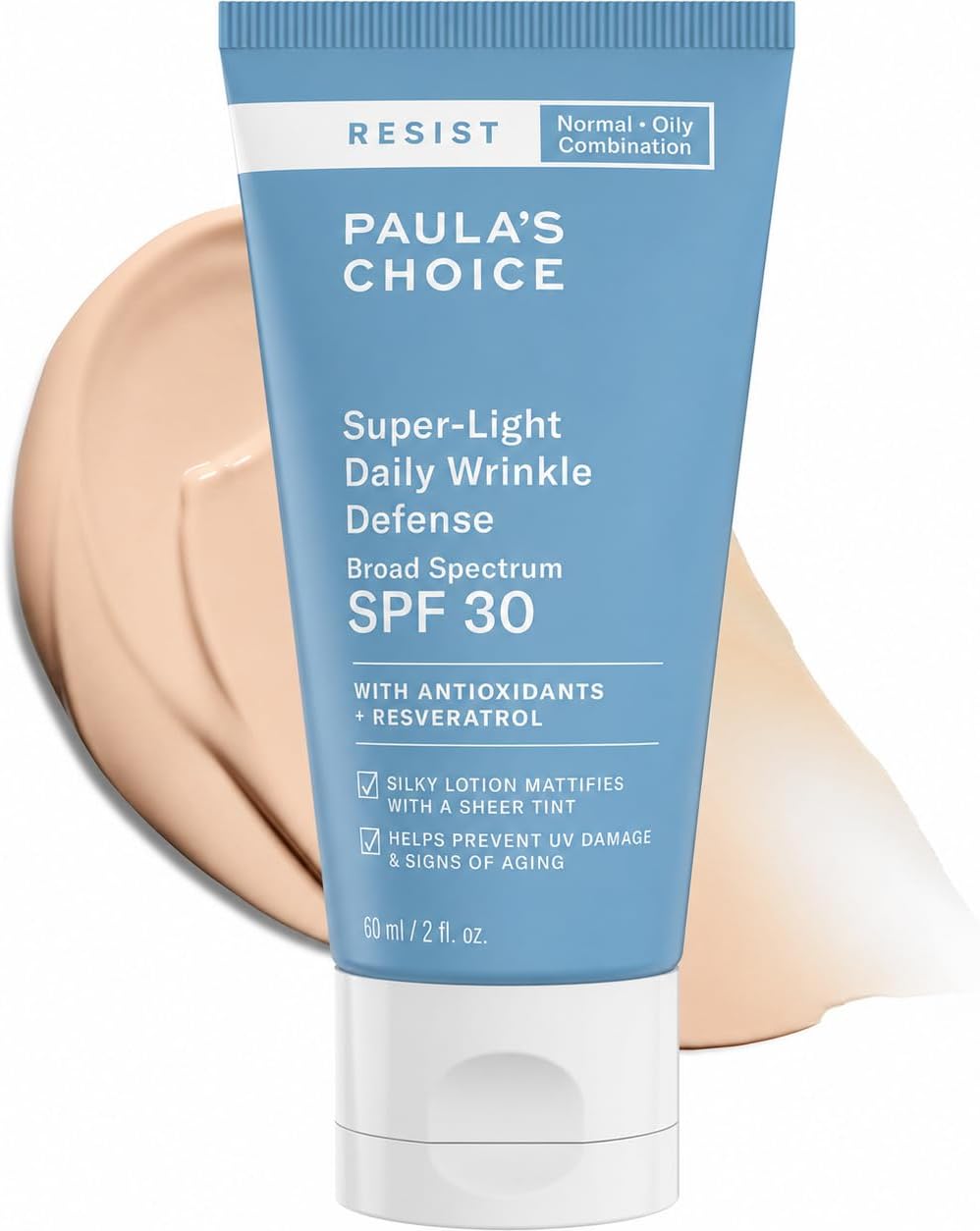 Paula's Choice Resist Super Light Sunscreen, SPF 30, 2.0 fl oz (60 ml), Authentic, Unscented, RESIST Super-Light Sunscreen, UV Protection, UV Care, Sunscreen Base, Makeup Base, UV Moisturizing, Face, Burnt Protection, UV Scattering, Non-Chemical, No UV Absorbent, Broad Spectrum