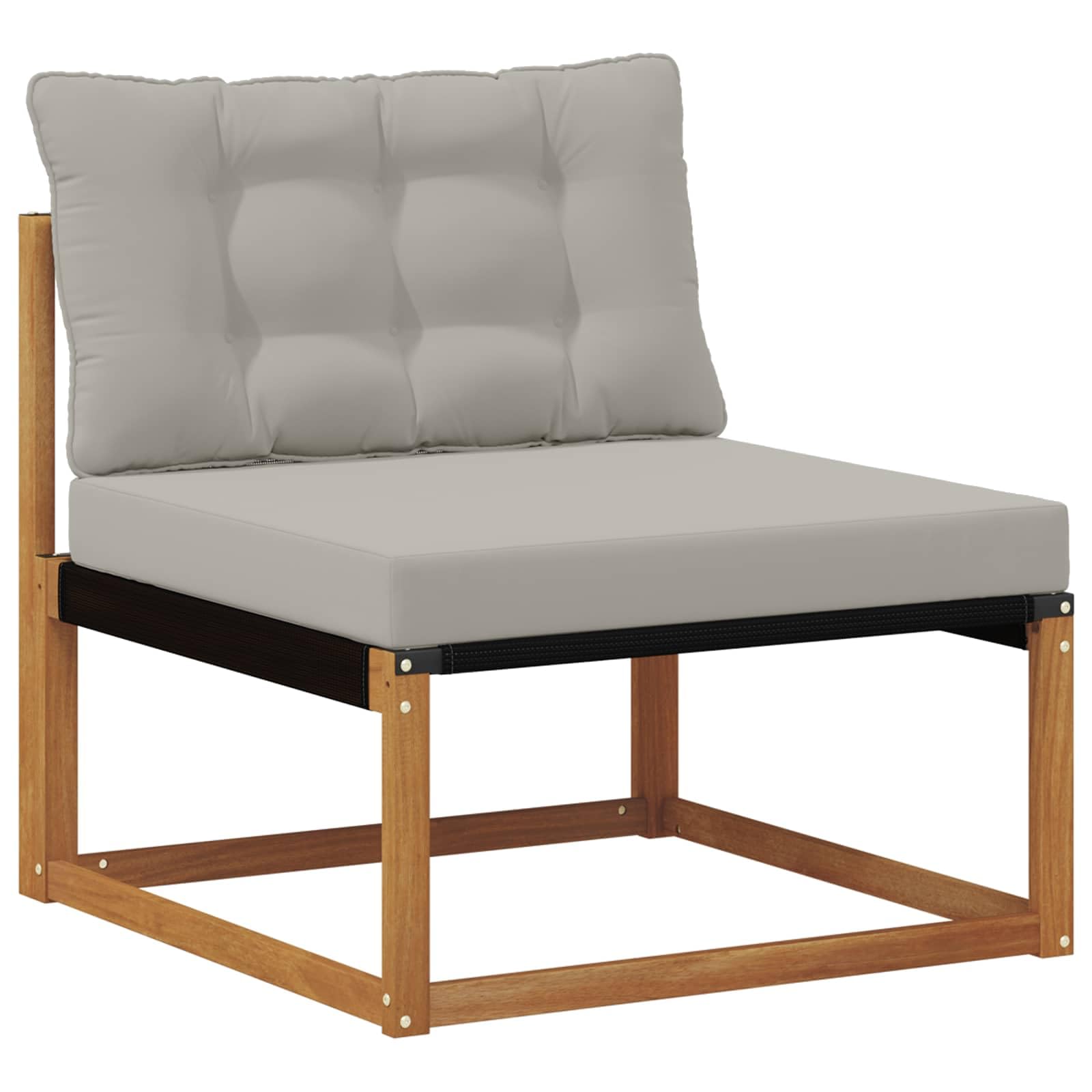Gartenmöbelgarnitur Set mit Kissen 8-teilig aus massivem Akazienholz und wetterfestem Textilene für Terrasse Balkon und Garten, inklusive Tisch, Sitzgruppen, Sofas, Stühlen