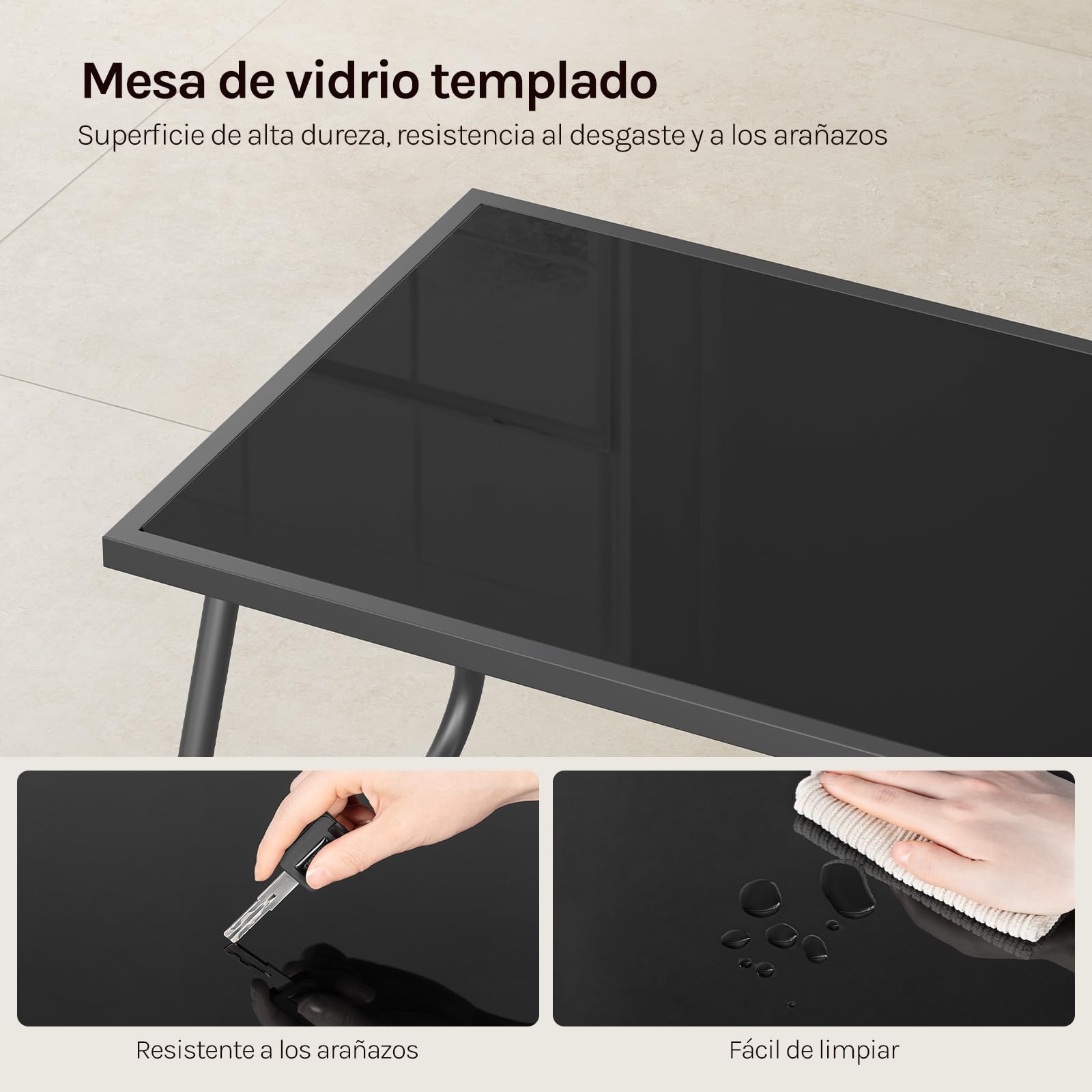WOLTU Muebles Jardín de 4 Piezas, 1 Mesa 2 Sillas Terraza y 1 Sofá, Conjunto Jardín Exterior Resistente a Intemperie, Estructura Metal Resistente, Tela Transpirable, para Balcón Patio Terraza, Negro