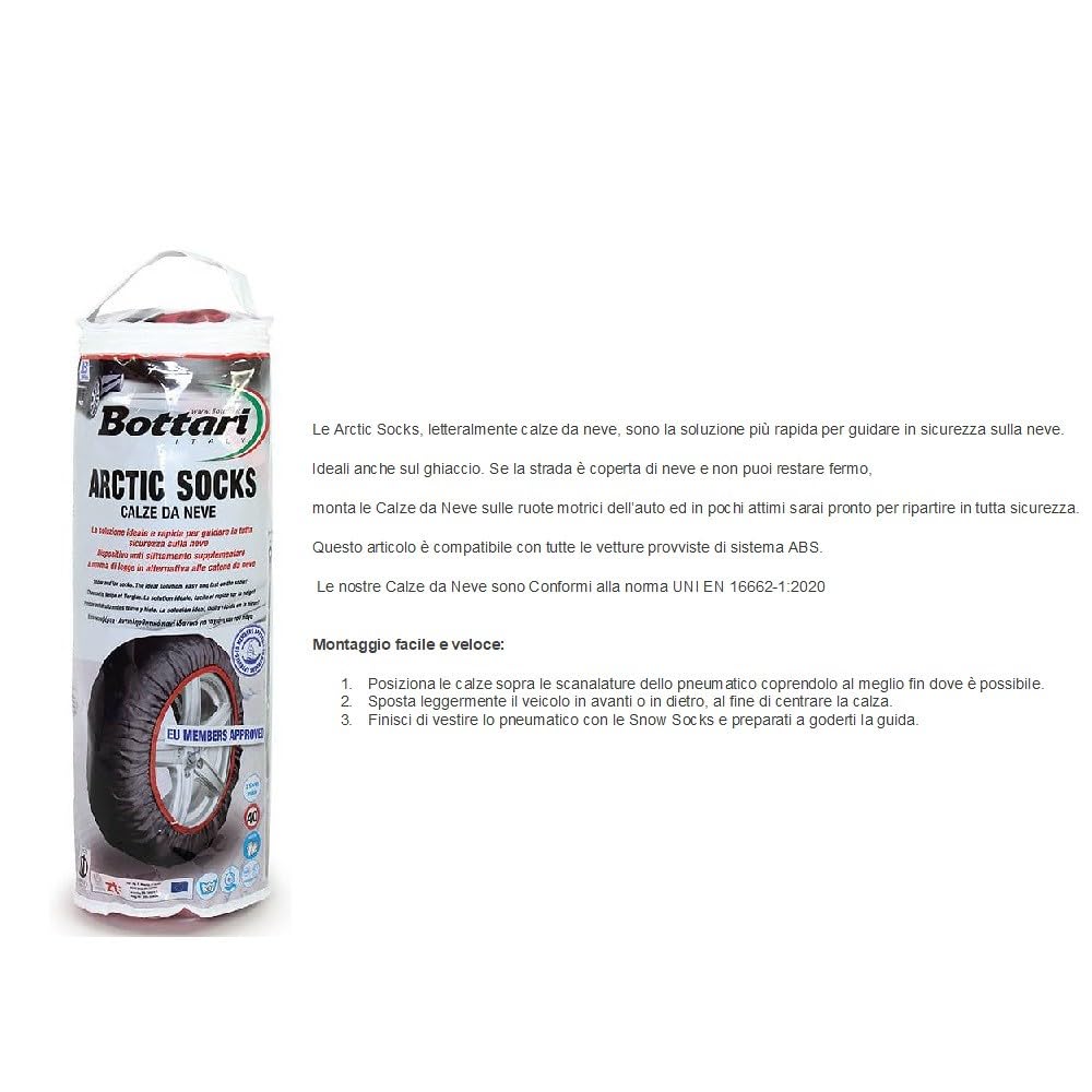 CALZE DA NEVE PER GOMME AUTO PNEUMATICO RUOTA 205/45R17 CALZA PER NEVE GHIACCIO OMOLOGATA MISURA M (68072) COPPIA DI CALZE PER RUOTE MOTRICI AUTO VETTURE PROVVISTE DI SISTEMA ABS