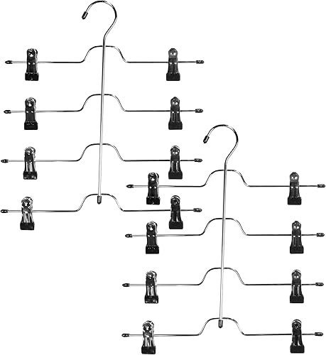 Percha de 4 niveles para pantalonesfaldas, vinilo cromado y negro, paquete de 2 disponible en Yaxa Colombia