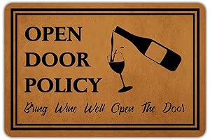 Open Door Policy Welcome Mat: The Perfect Doormat for Wine Lovers