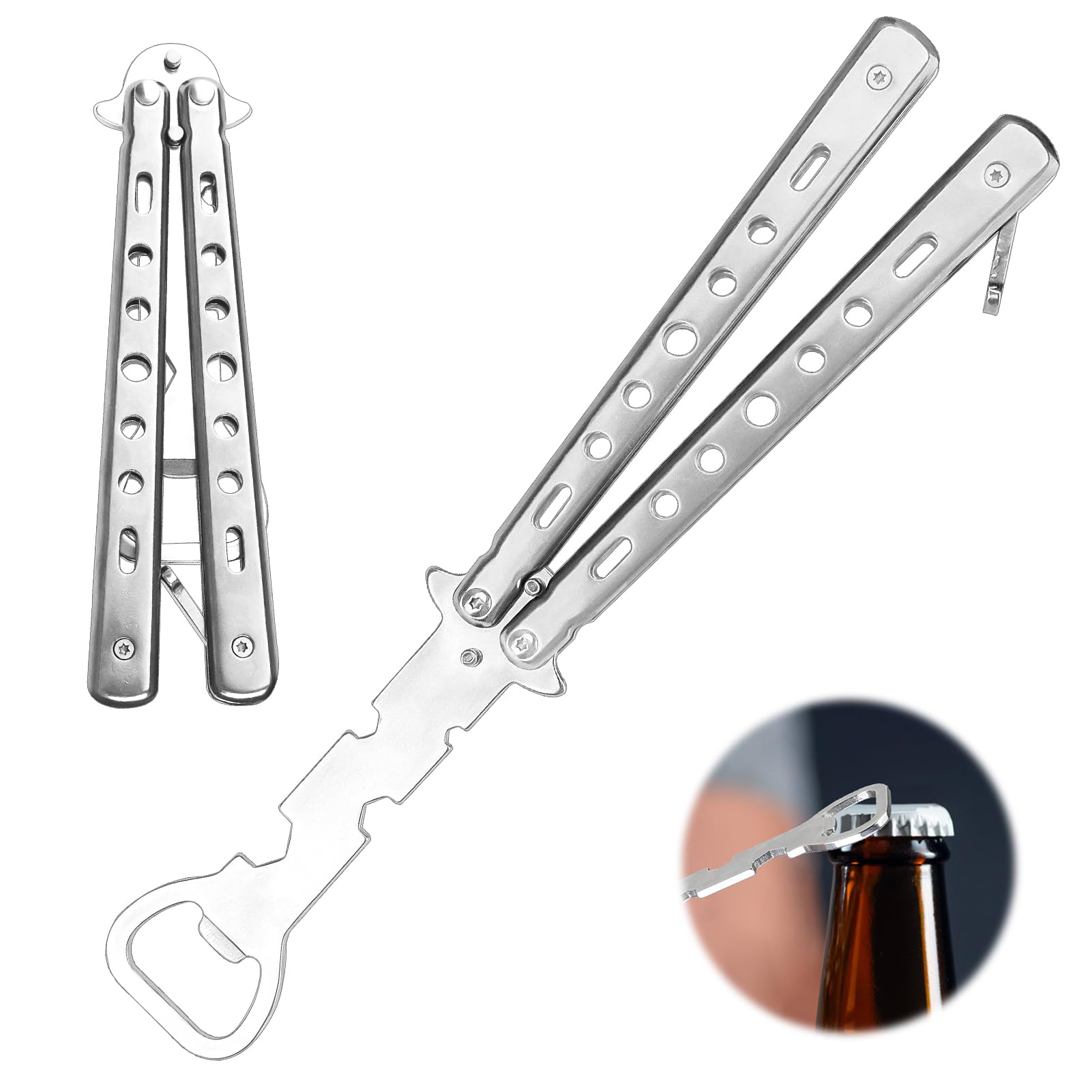 Butterfly Bottle Opener, Butterfly Design Style Trainer Tool, Push Down Stainless Steel Beer Bottle Opener, Jar Can Bottle Openers for Bar and Party Use, Unique Gift for Marvel Fans and Beer Lovers