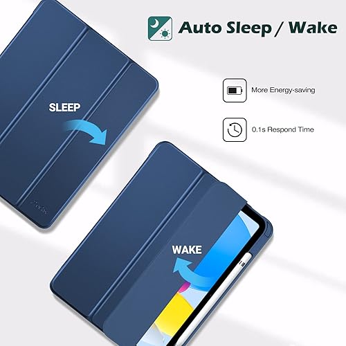 Vista 98 de ProCase Funda para iPad (A16) de 11ª generación de 11 pulgadas 2025/10ª generación de 10.9 pulgadas 2022 con soporte para lápices, funda híbrida Azul