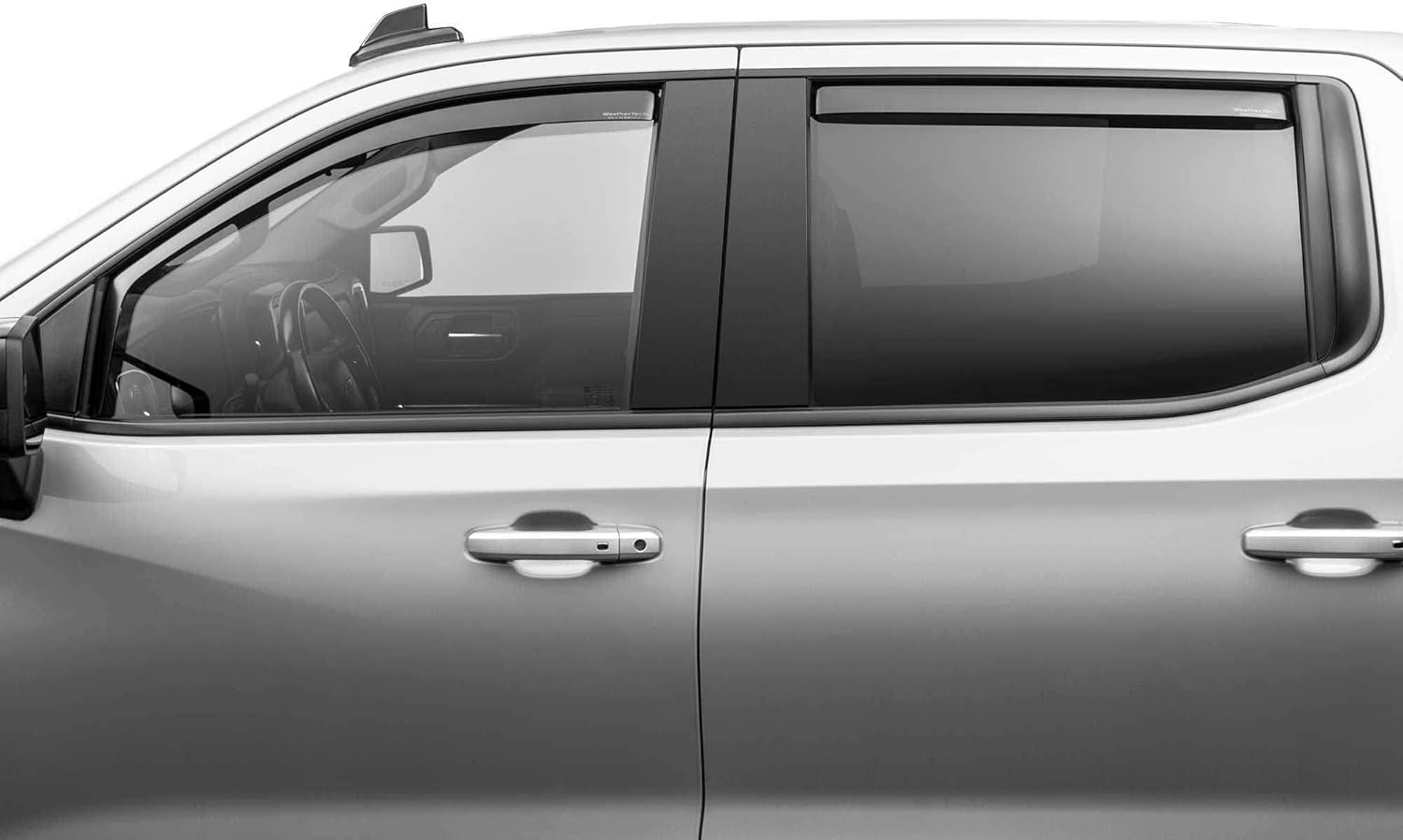 WeatherTech Custom Fit Side Window Deflectors for Chevy Silverado 1500 & GMC Sierra 1500 - Dark Tint Front/Rear (82930IM)