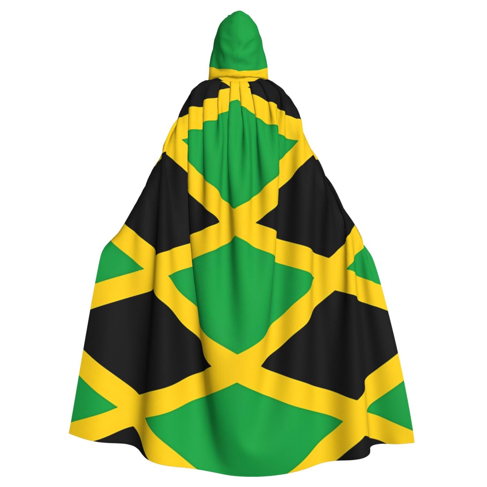 SAISAIXU Jamaica Flag Hooded Cape. Unisex, Festive And Fun Cape For Themed Parties, Halloween And Special Occasions, One Size Fits All.