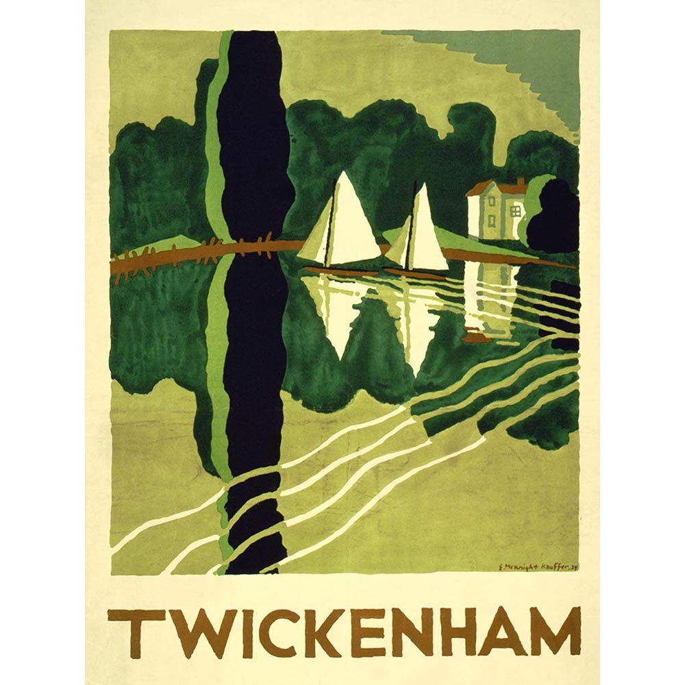Wee Blue Coo Travel Tourism Twickenham London Thames Boat River Art Print Poster Wall Decor 12X16 Inch