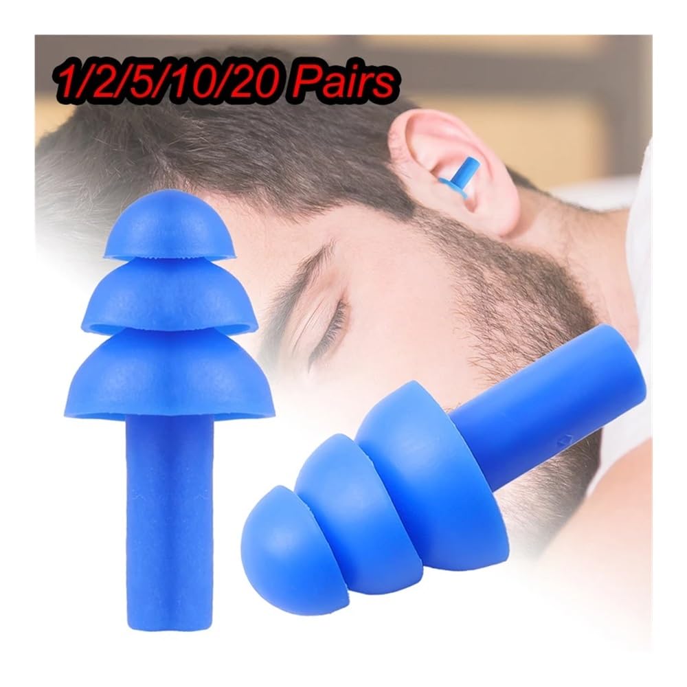 1/2/5/10/20 paires de bouchons d'oreille en silicone souple étanches réutilisables avec réduction du bruit avec boîte (20 paires)