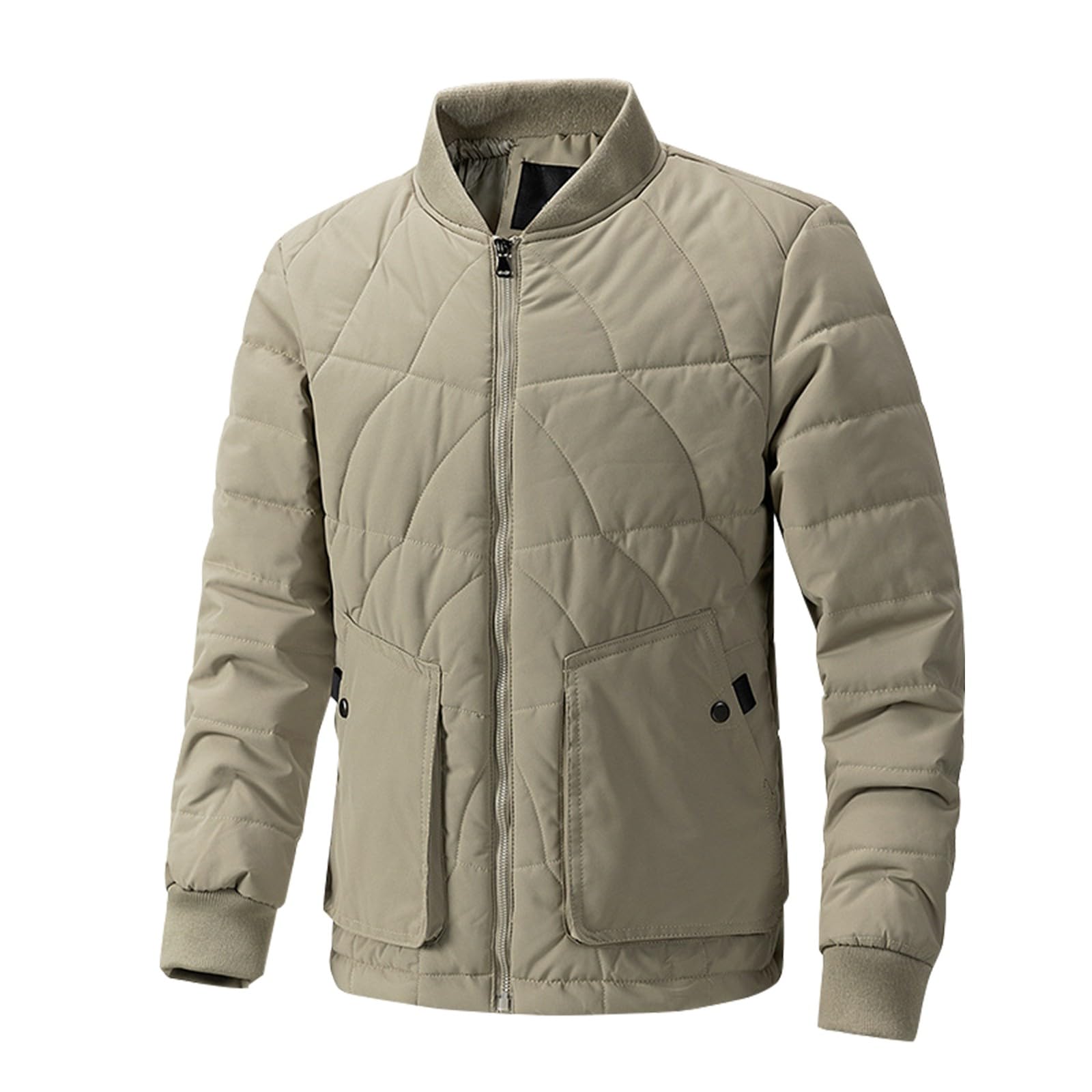 Giacca trapuntata verde da uomo, cappotto invernale leggero isolato da uomo, giacca casual impermeabile per la stagione fredda, capispalla verde antivento, design elegante e caldo, comfort