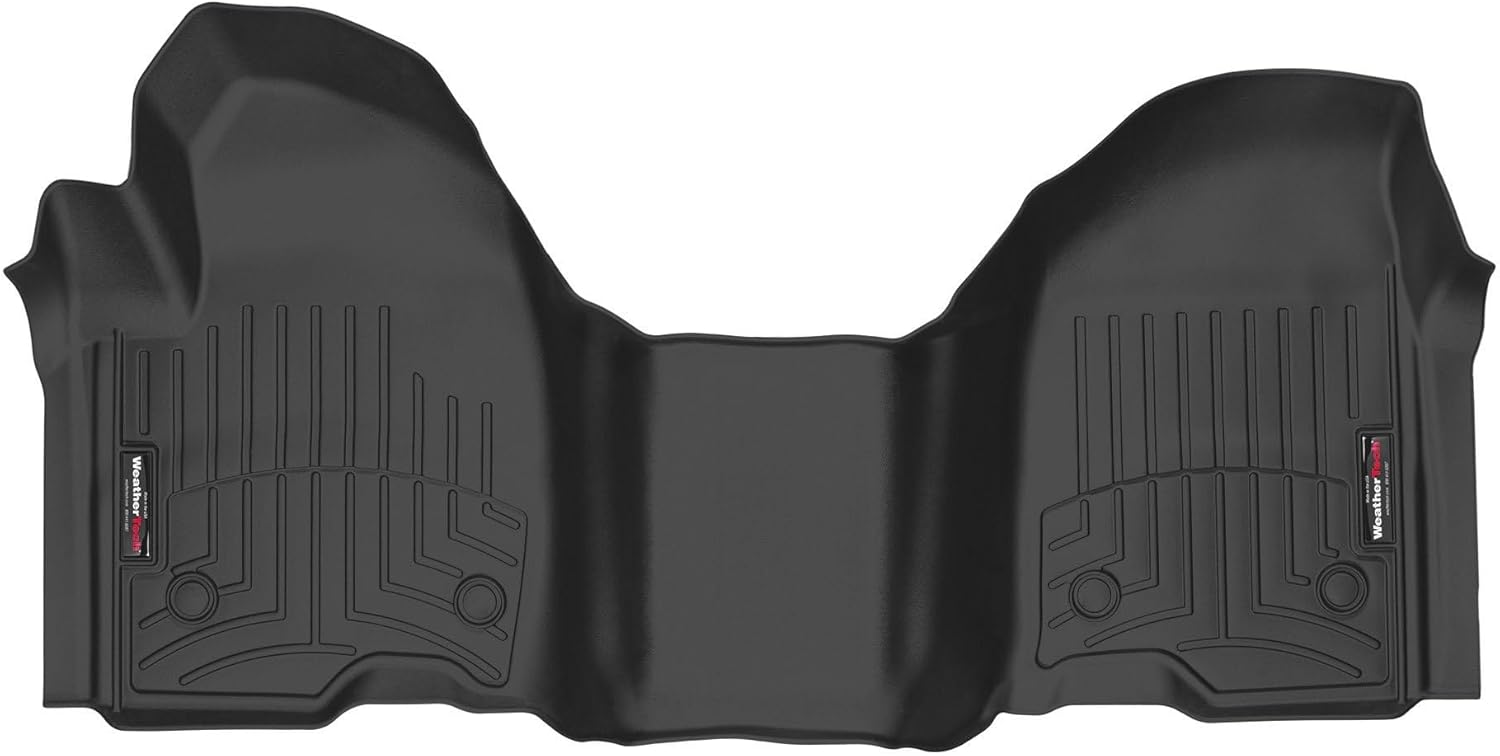 WeatherTech Custom Fit FloorLiners for GMC Sierra 1500, Silverado 2500HD/3500HD, Silverado 2500HD/3500HD - 1st Row - Over The Hump (4414911V), Black