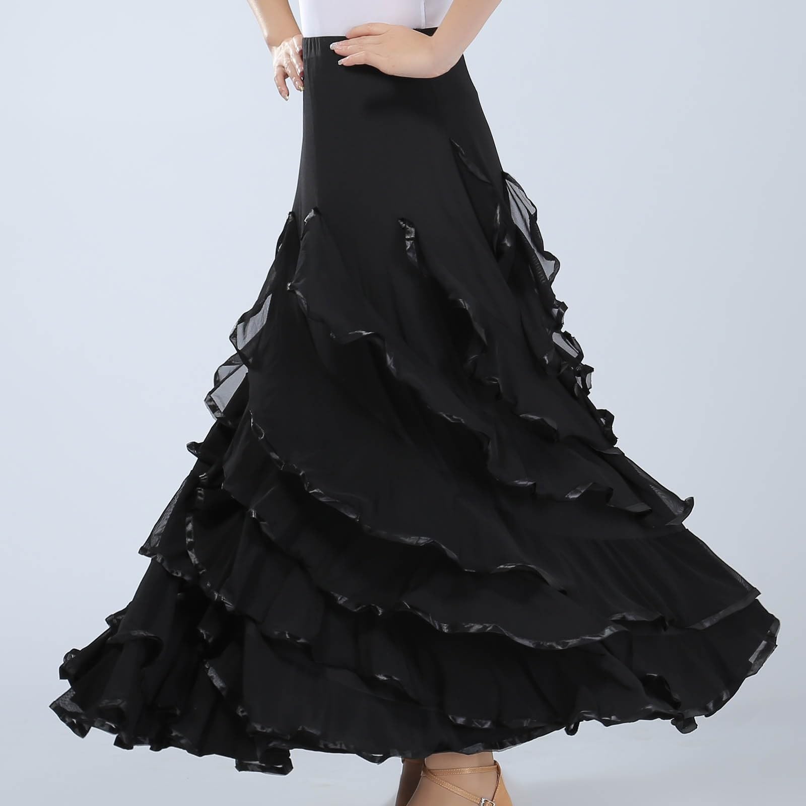 Faldas de Baile Sevillanas Mujer con Volantes Amplios, Falda Flamenca Tradicional