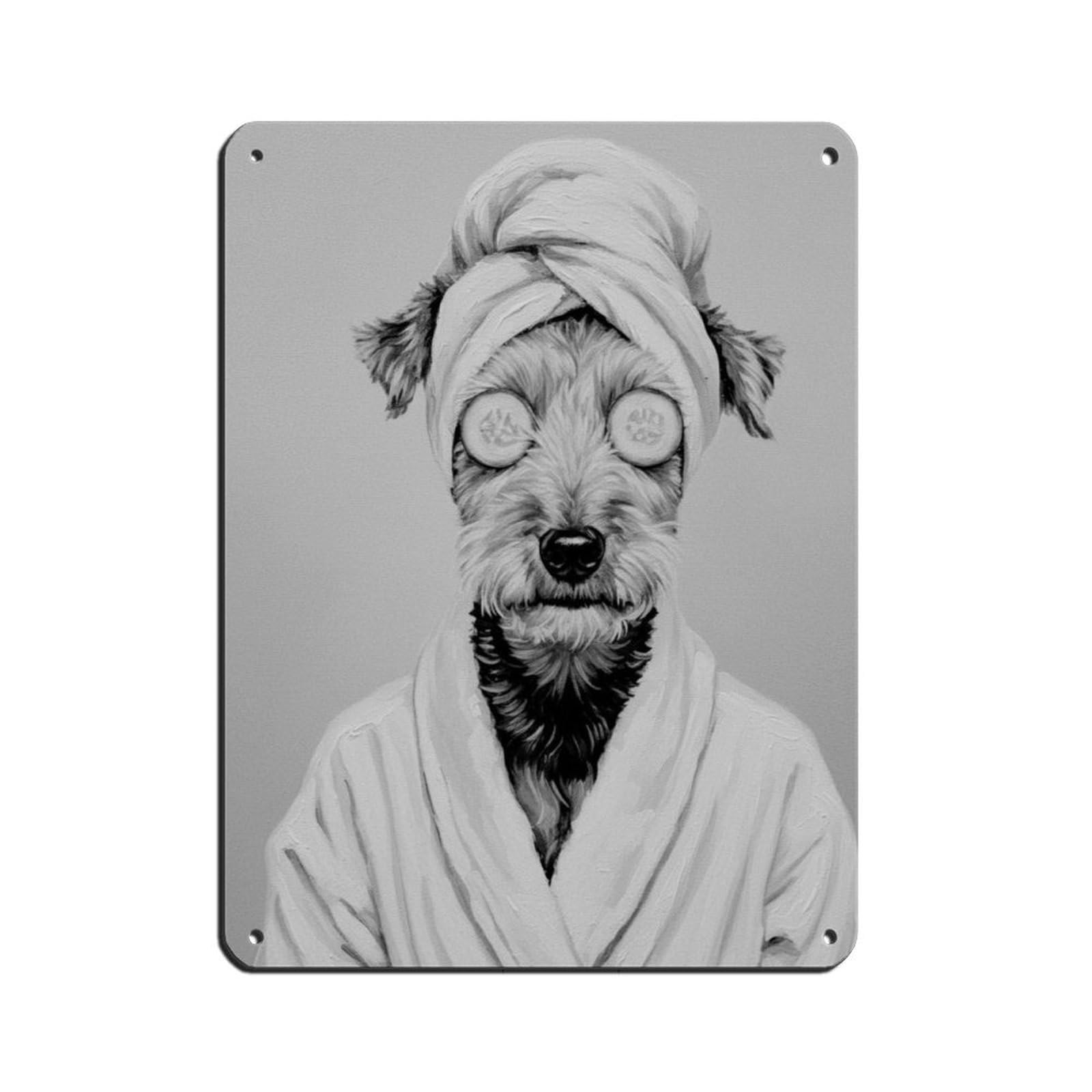 Bathroom Spa Welsh Terrier Décor Art Retro Poster Metal Tin Sign Chic Art Retro Iron Painting Bar People Cave Cafe Family Garage Poster Wall Decoration 12x16inch(30x40cm)