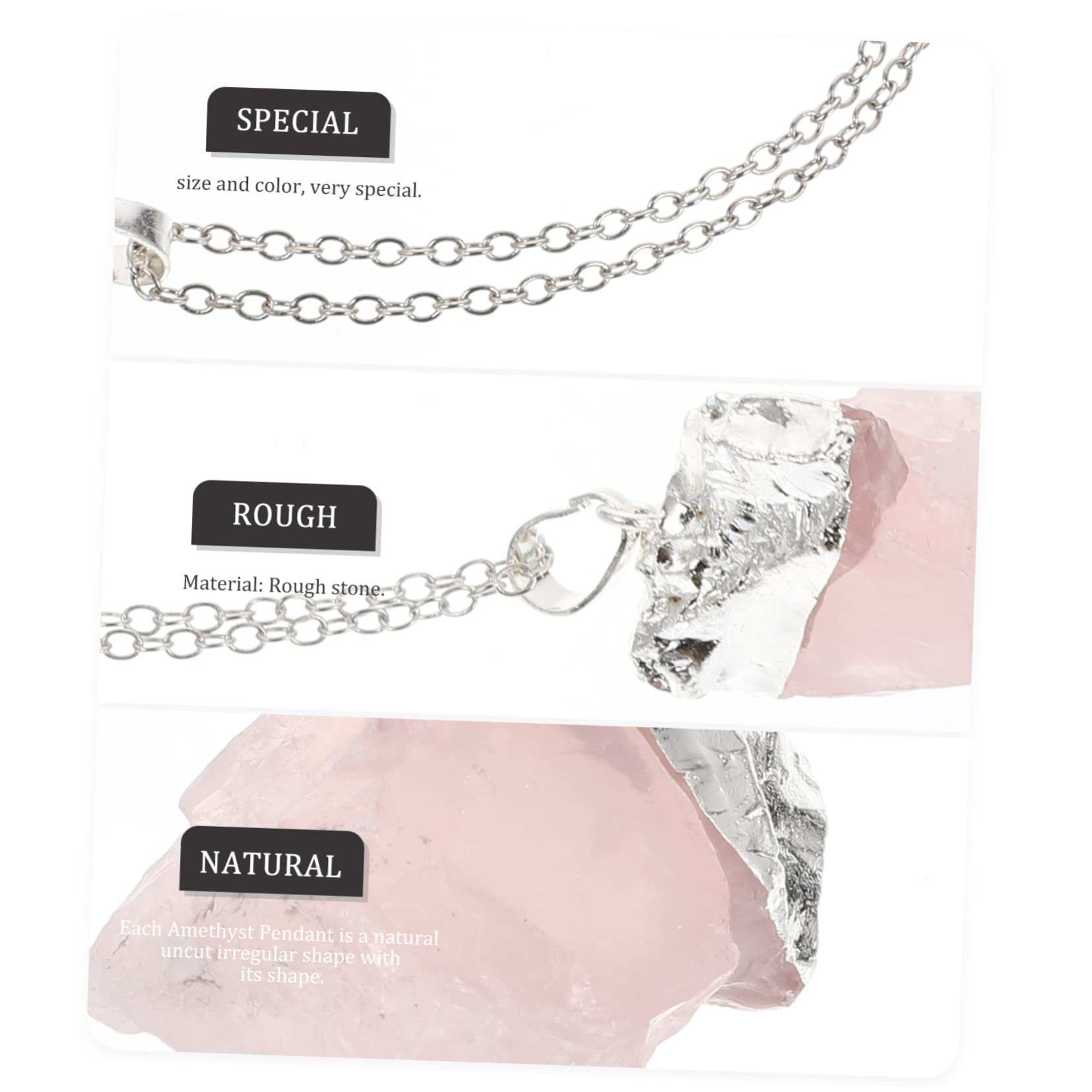 FOMIYES 4 Piezas Collar con colgante de cuarzo rosa cristales irregulares collar de cristal irregular Collar de curativa Collar de diseño artesanal collares Moda