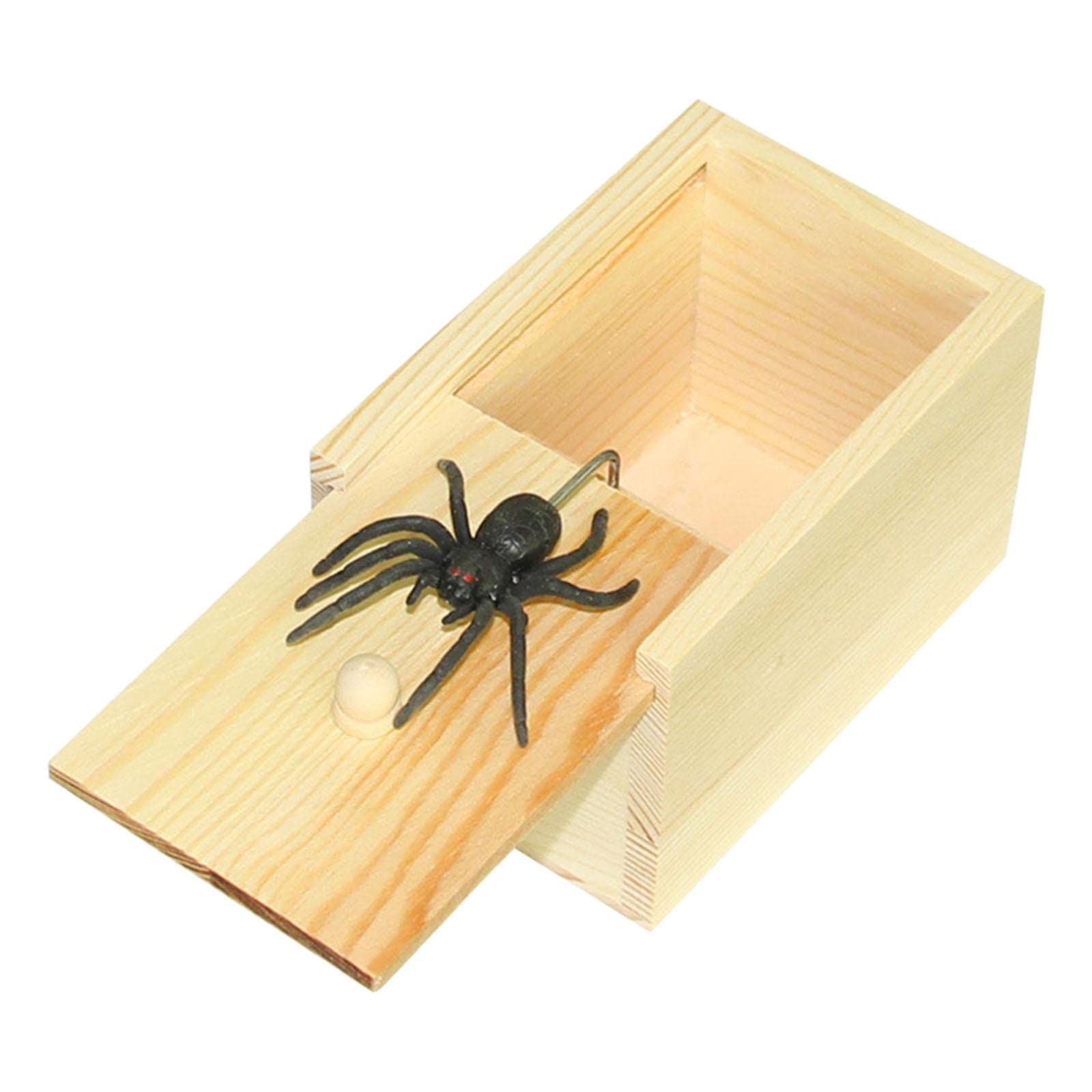 CALANDIS® Wooden Prank Spider Scare Box Practical Joke for Halloween Adults'