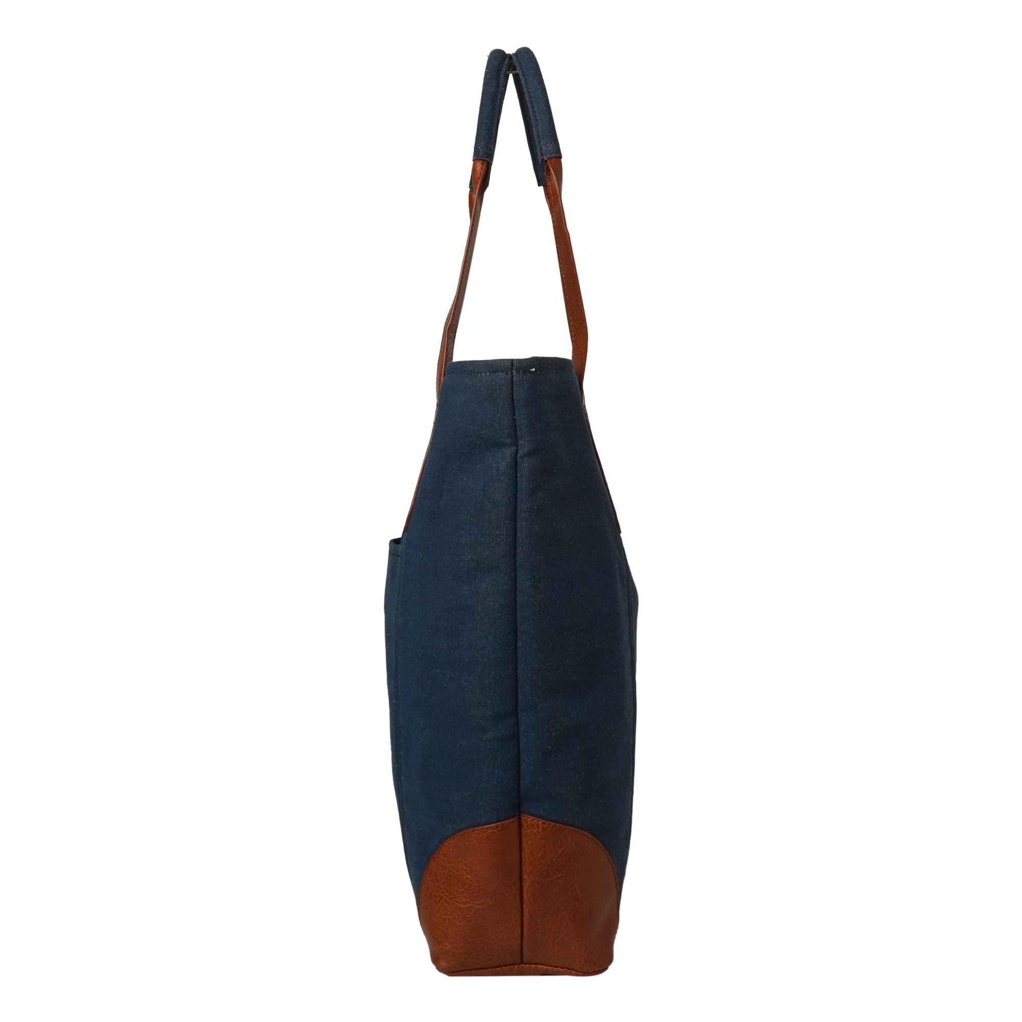 Mona B Canvas Tote Handbag for Women with Pouch perfect for Travel, College and office Use - Navy 2