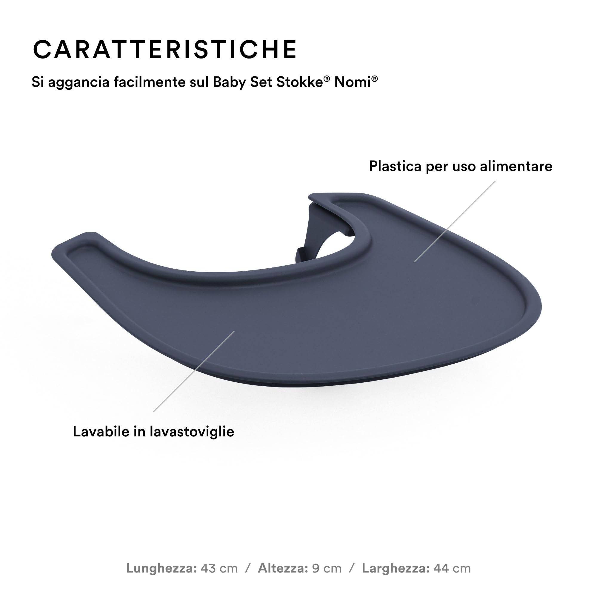 Vassoio Stokke per Nomi, Blu Navy - Vassoio facilmente agganciabile sul Baby Set Stokke Nomi - Lavabile in lavastoviglie, Plastica per uso alimentare