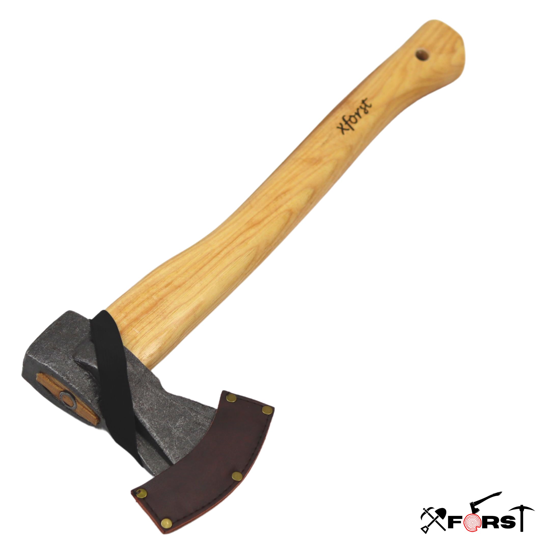 Hacha Xforst de Mano Con Mango de Madera y Hoja de Acero Al Carbono - Universal para Camping y Estilo Vikingo