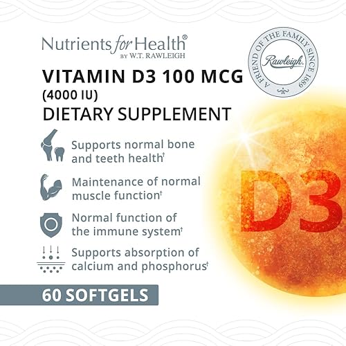 Miniatura 4 de Rawleigh Vitamina D3 50 MCG 60 cápsulas blandas  Colecalciferol de alta resistencia + aceite de girasol  4000iu (100 g) de la dosis diaria de 2