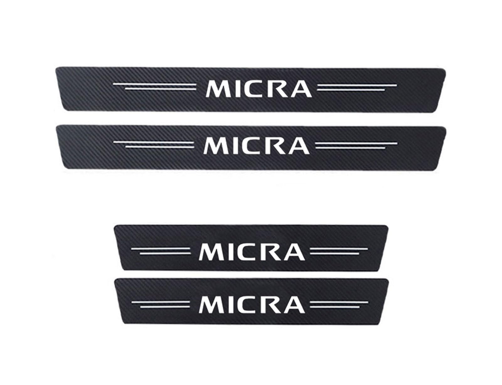 RIDGOEL 4PCS Car Door Sill Protective Accessories for Nissan Micra, Carbon Fiber Car Kick Plates Automobile Threshold Decorative Strips, Auto Door Steps Scuff Plate Cover White