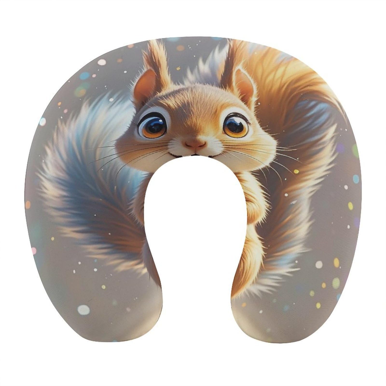 FekiLoot Squirrel Travel Pillow U Shaped Neck Pillow Comfortable Memory Foam Pillow Portable Soft Headrest Lightweight Neck and Head Support for Planes Trains Self-Driving Cars