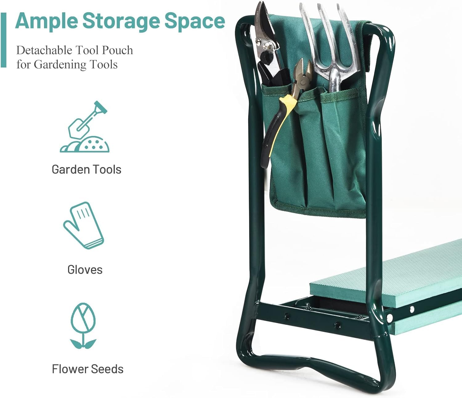 Rodilleras y asiento de jardín con almohadilla suave para arrodillarse y 2 bolsas de herramientas, banco portátil de jardín con asas, regalos de jardinería para hombres, mujeres, personas mayores