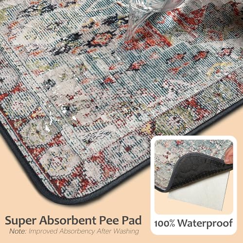 Image of Washable Pee Pads for Dogs 24 inchx36 inch 2 Pack Reusable Puppy Potty Pad | Super Absorbent Waterproof NonSlip LeakProof Crate&Playpen Floor Mat for Cats, Rabbits, Guinea Pigs, Whelping & Housebreaking