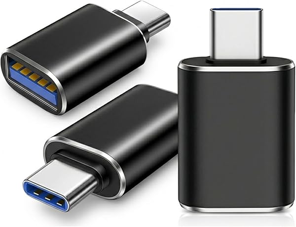3 Pcs USB to USB C Adapter,Aluminum OTG Converter USB-C to USB Female Adaptor ,USB A 3.0 Female to USB-C Male Compatible with Type-C Phones and Tablets,MacBook Pro, Other USB Type-C Devices(Black) - 1