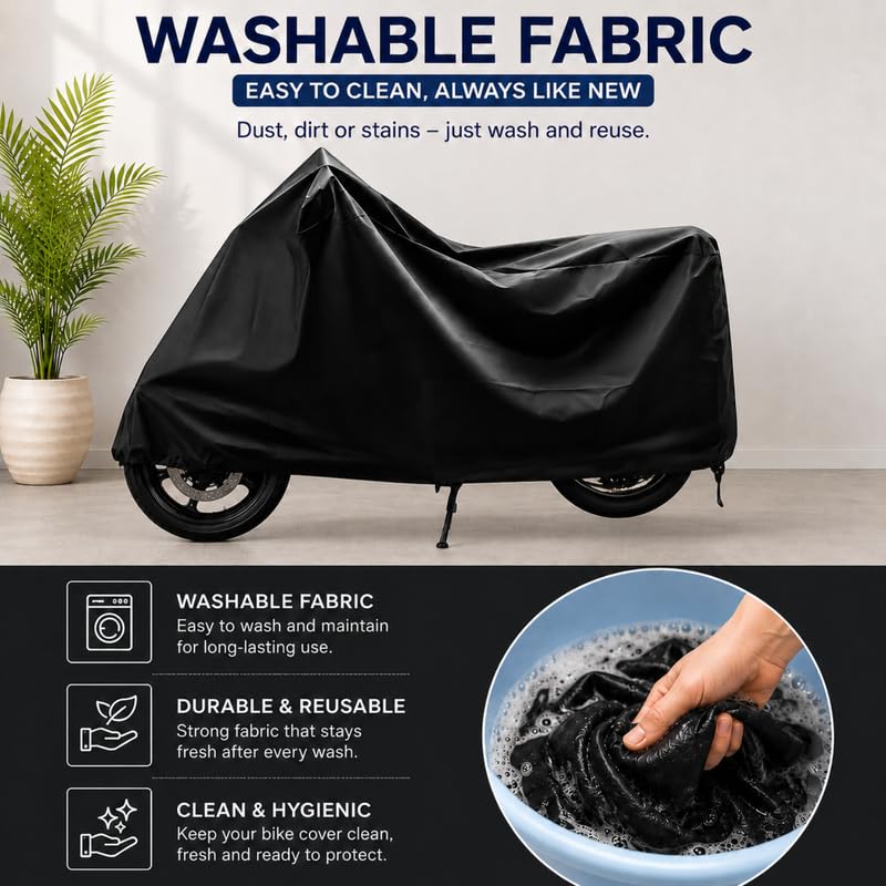 Image of Waterproof Bike Cover Compatible for Royal Enfield Meteor 350 | Dustproof & UV Protection Two Wheeler Body Cover for Outdoor & Indoor (Black)