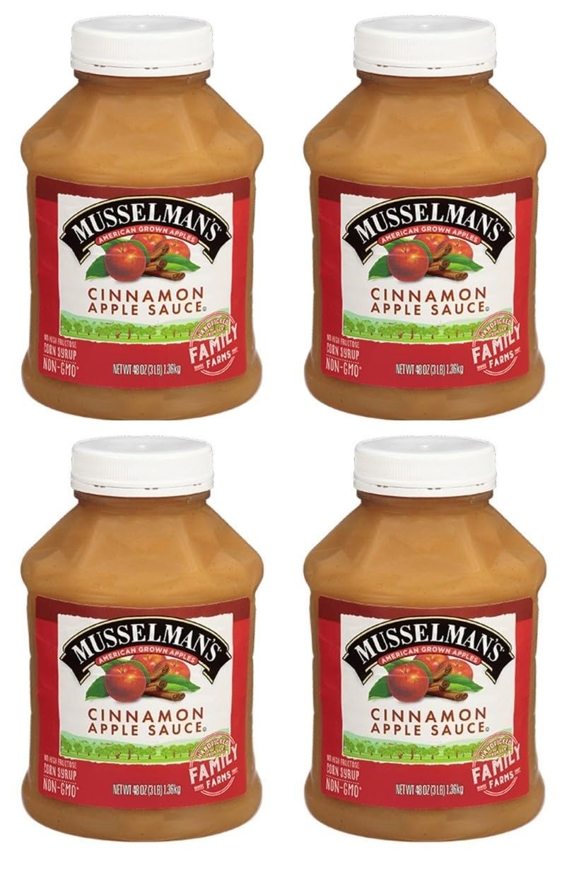 Home Style Cinnamon Applesauce, American Grown Apples by Musselmanns., Non-GMO, Gluten Free, Dairy Free, 48 Oz Jar - Pack of 4