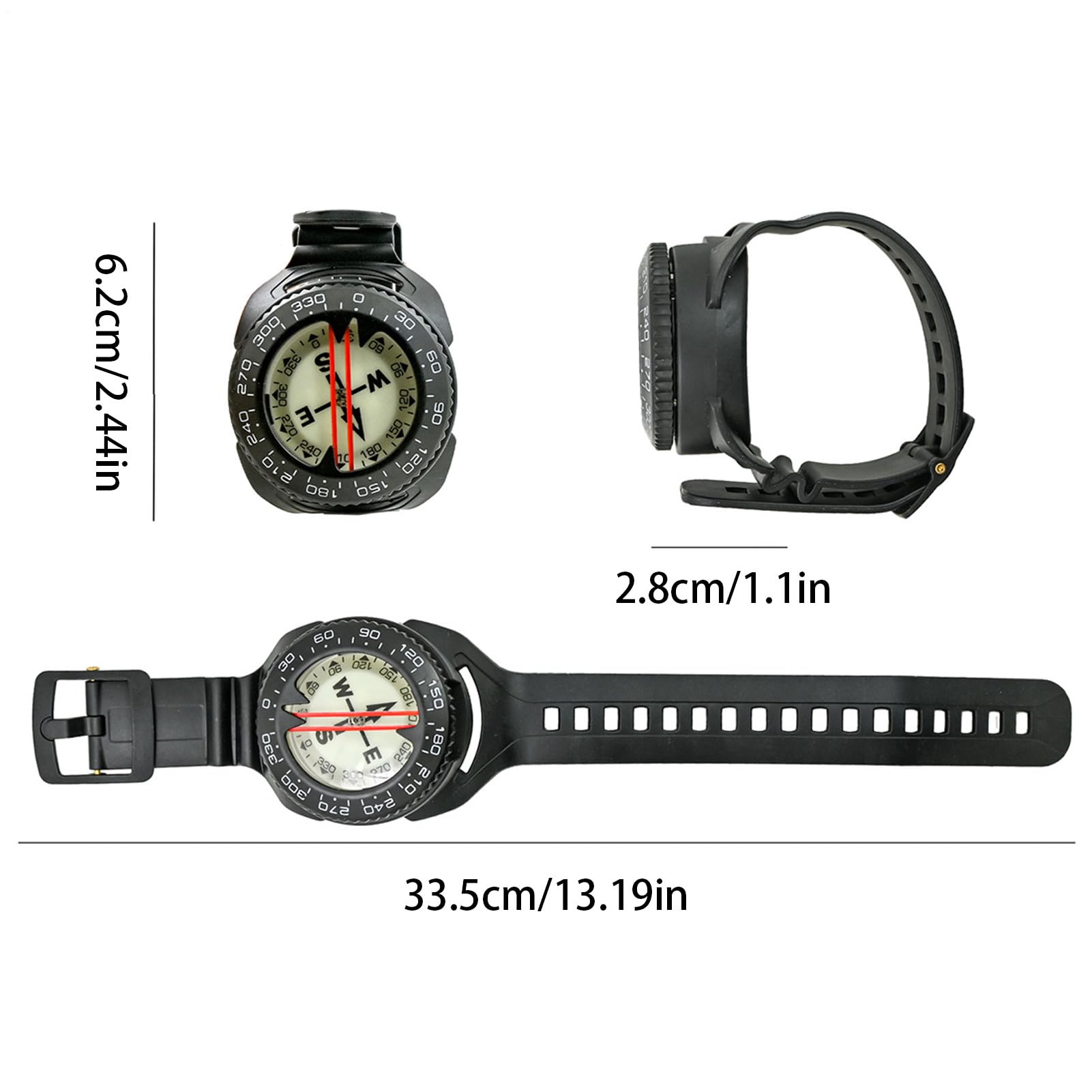 Dive Compass - Herramienta De Navegación Submarina | Reloj Brújula, COM-Pass Luminoso Preciso para Senderismo, Kayak, Orientación, Buceo, Supervivencia