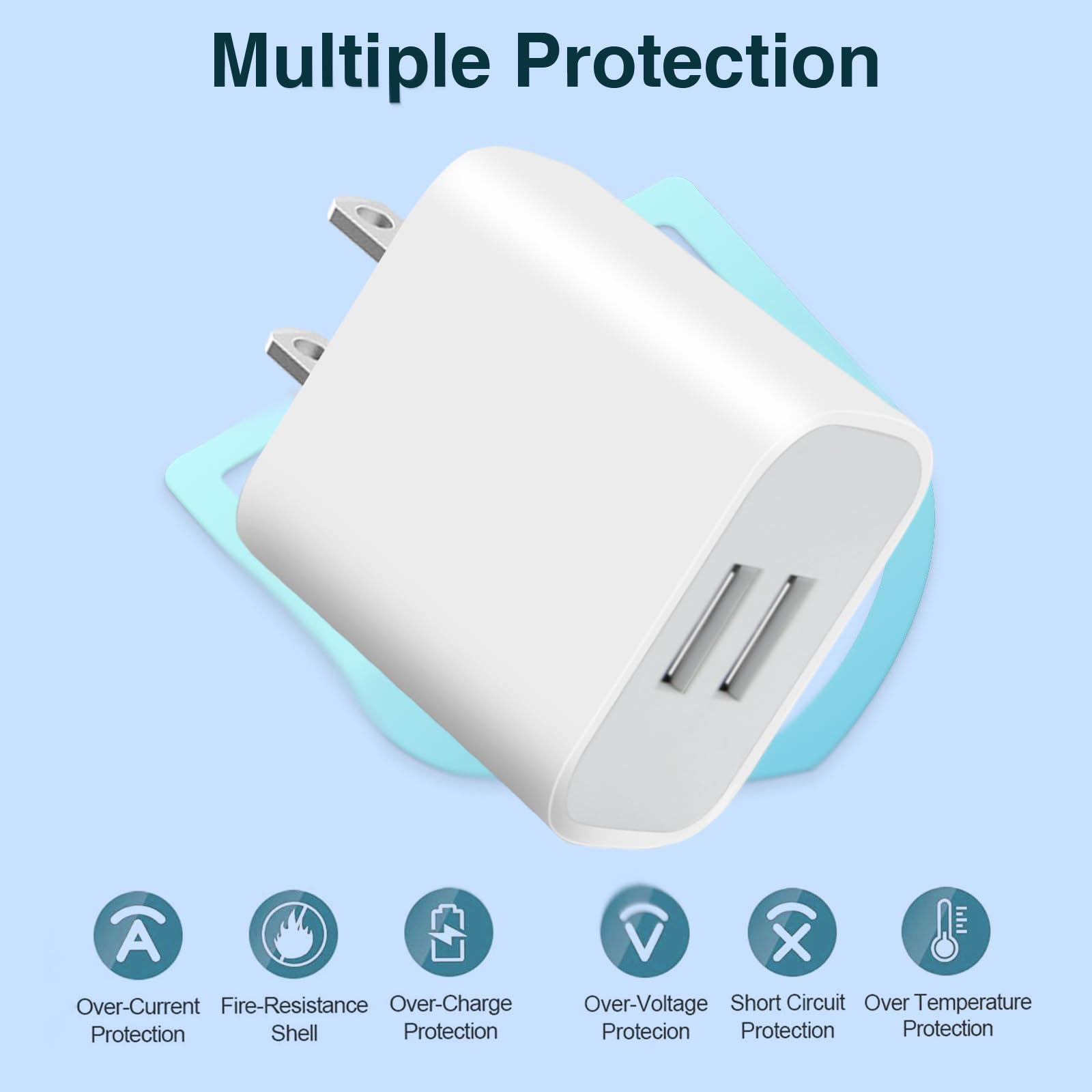 3 Pack USB Wall Charger, Dual Port Plug Adapter for Wall Outlet Charging Block, USB Power Adapter for iPhone 14/13/12/11 Pro/Pro Max, XS/XR/X, Galaxy, Pixel, Moto and Android Phones (White)