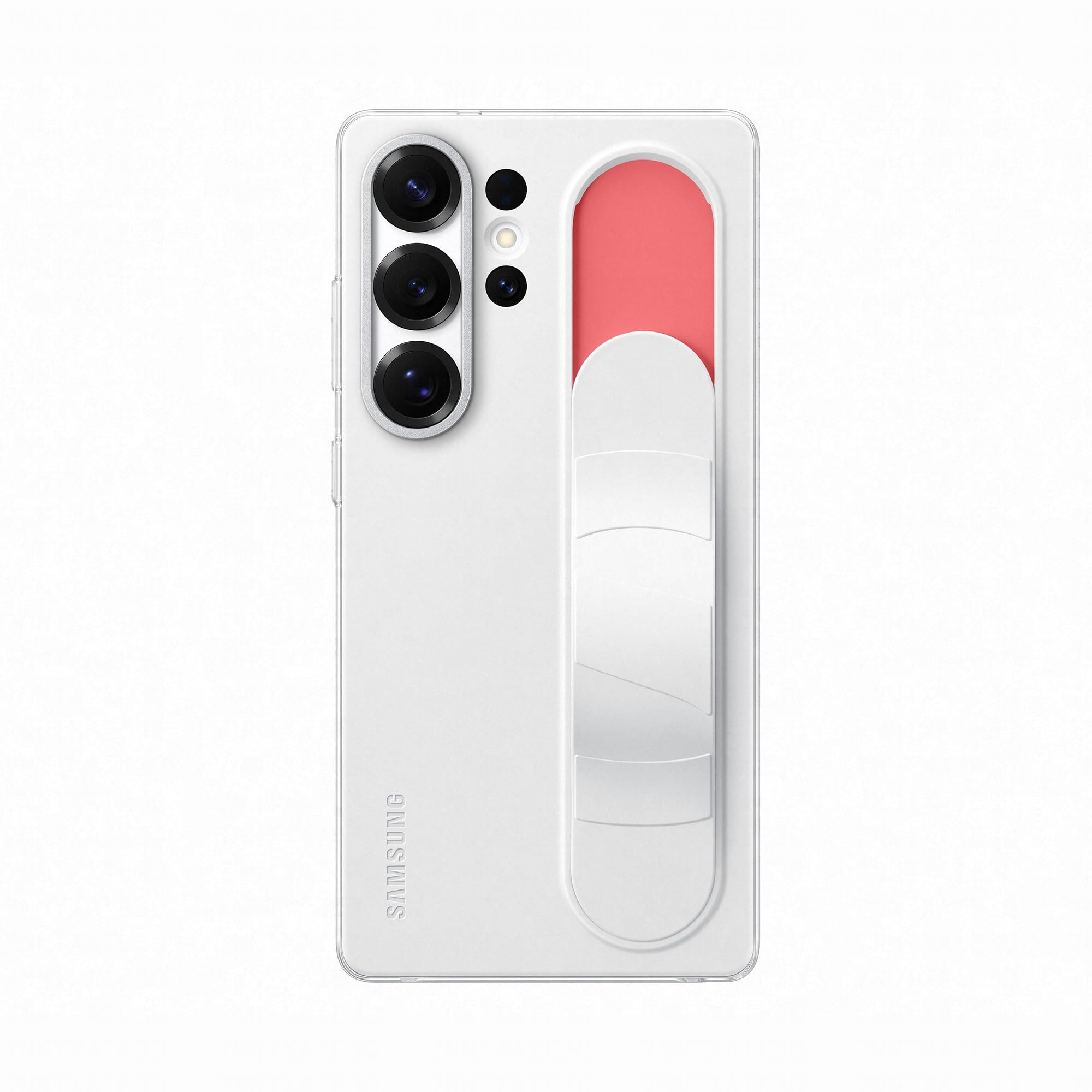 SAMSUNG Standing Grip Case cover con cinturino e funzione cavalletto per Galaxy S25 Ultra, White
