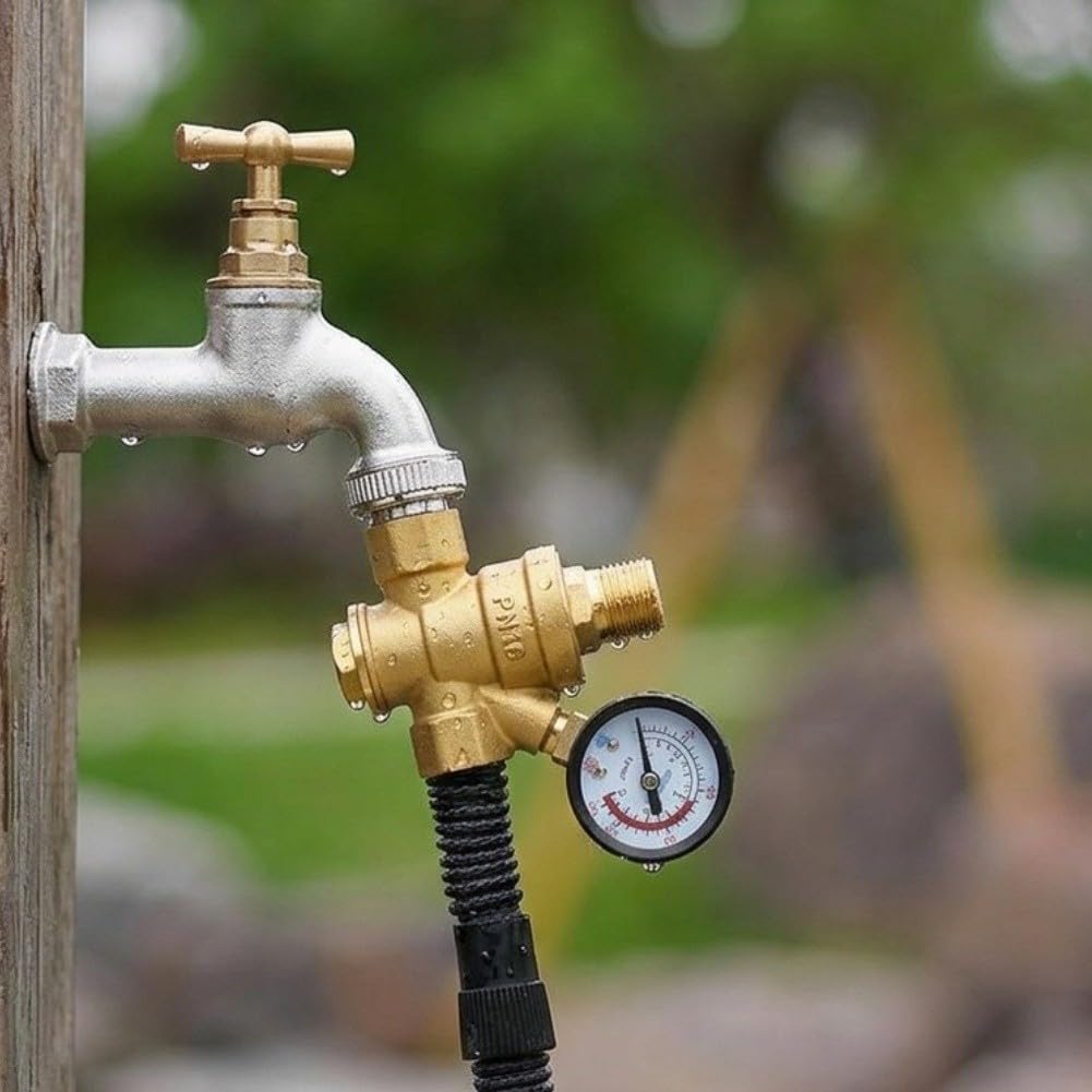 Válvula Reductora de Presión de Agua de para latón con Manómetro Ajustable DN20 para Grifo y Purificador 1.6Mpa(DN20)