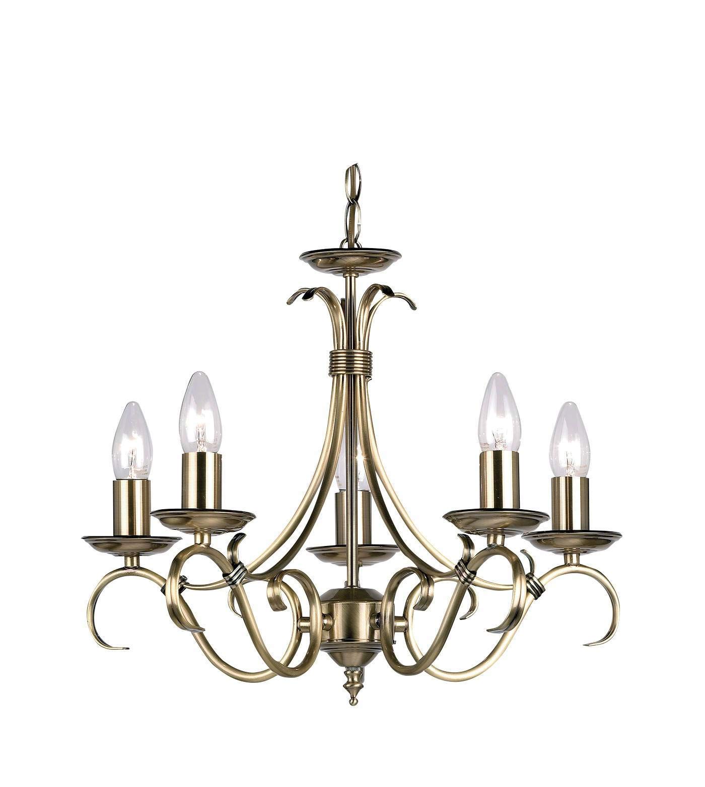 Endon Lighting 2030-5AN 5 Light Chandelier In Antique Brass