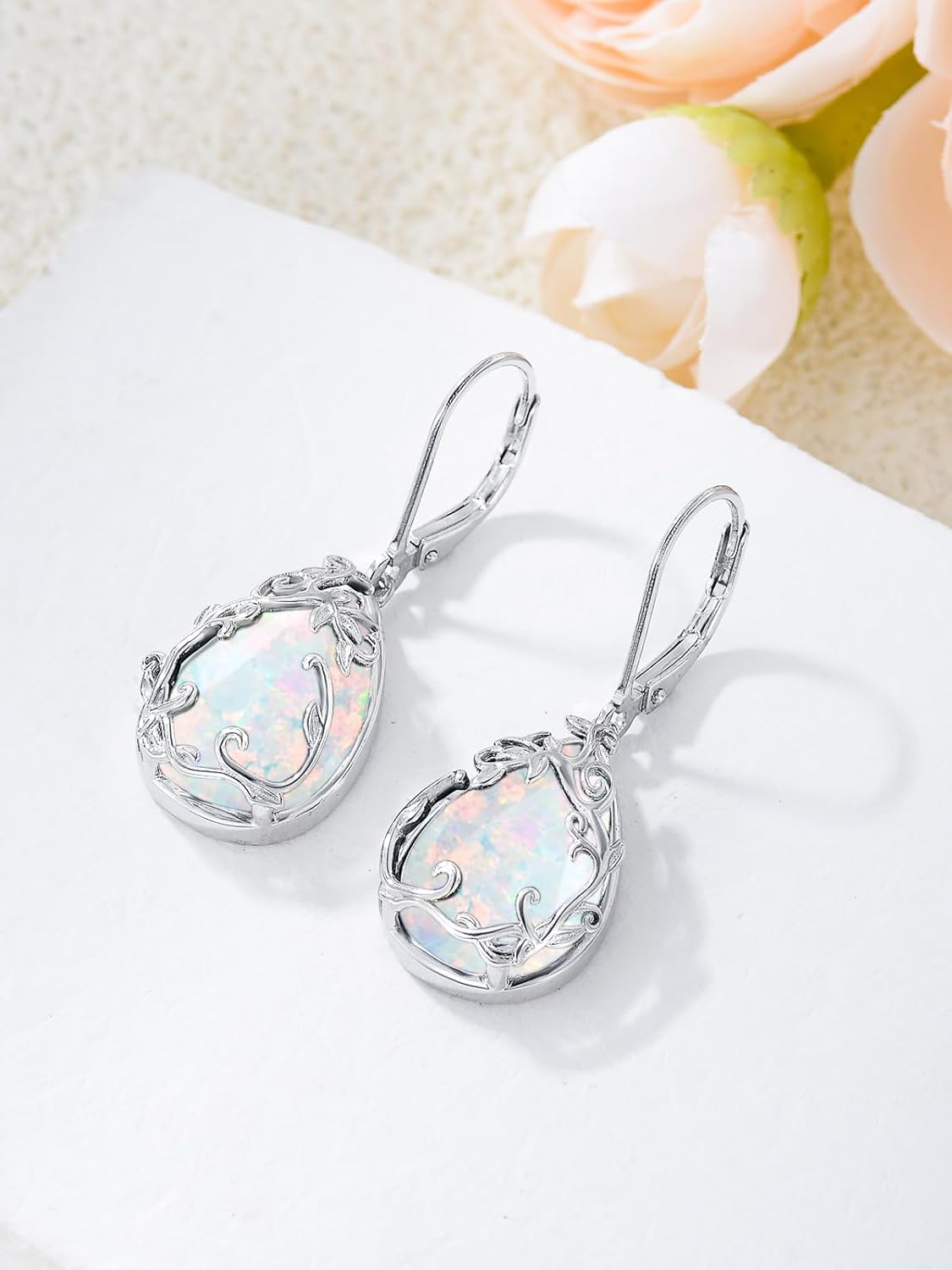 Celtic Filigree Earrings 925 Sterling Silver Teardrop Gemstone Dangle Earrings Fine Jewelry Gifts for Women - Image 4