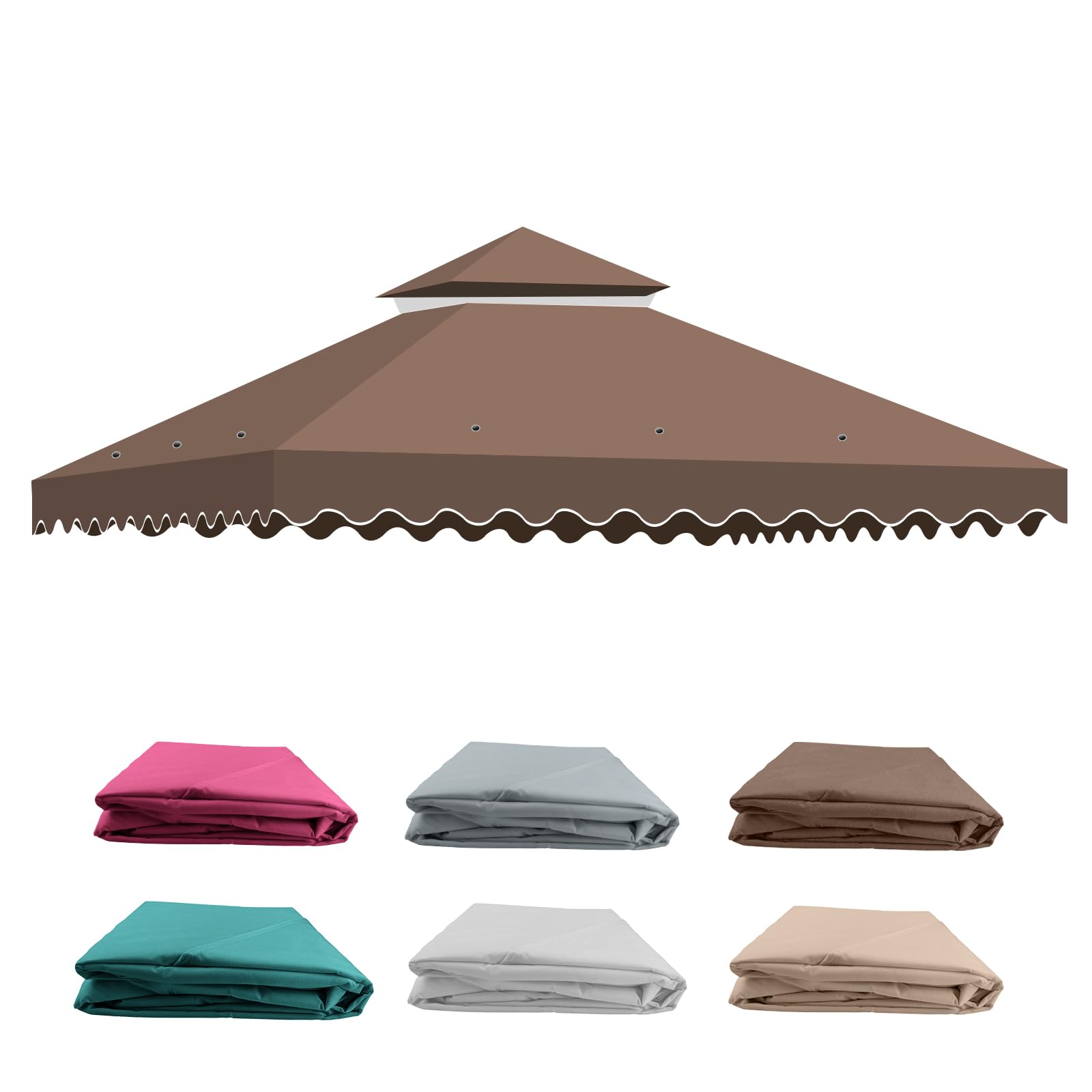 Ersatzdach Pavillon 3x3M Wasserdicht, Stabil Winterfest Doppeldach mit Air Vent, 2-Tier Pavillondach Anti-UV, Abnehmbares Gazebo Ersatz Dach für Garten/Camping/Terrasse