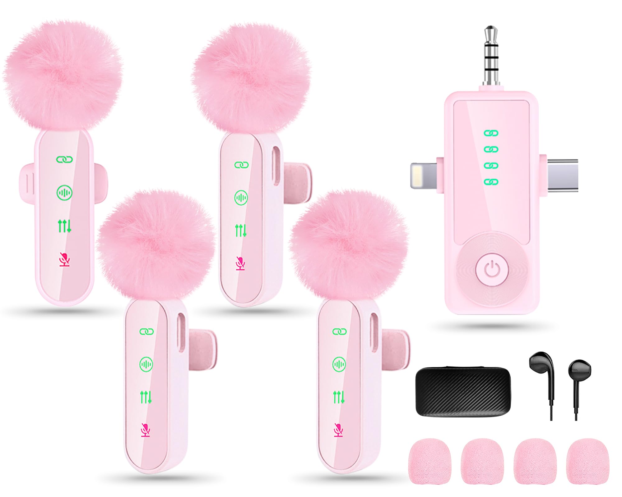 4 Packs Wireless Lavalier Microphone for iPhone/Android/Camera, Upgraded Mini Microphone with Noise Reduction,Mic for Video Recording, Podcasts, YouTube, TikTok, and Vlogging (Pink)-image-11