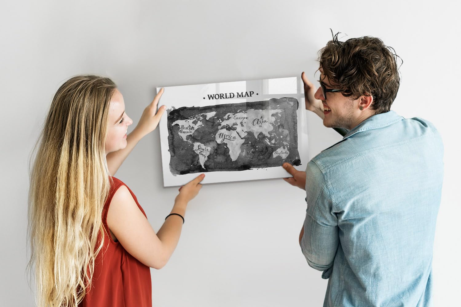 Tableau magnétique horizontal 60x40 cm | Carte du monde rétro