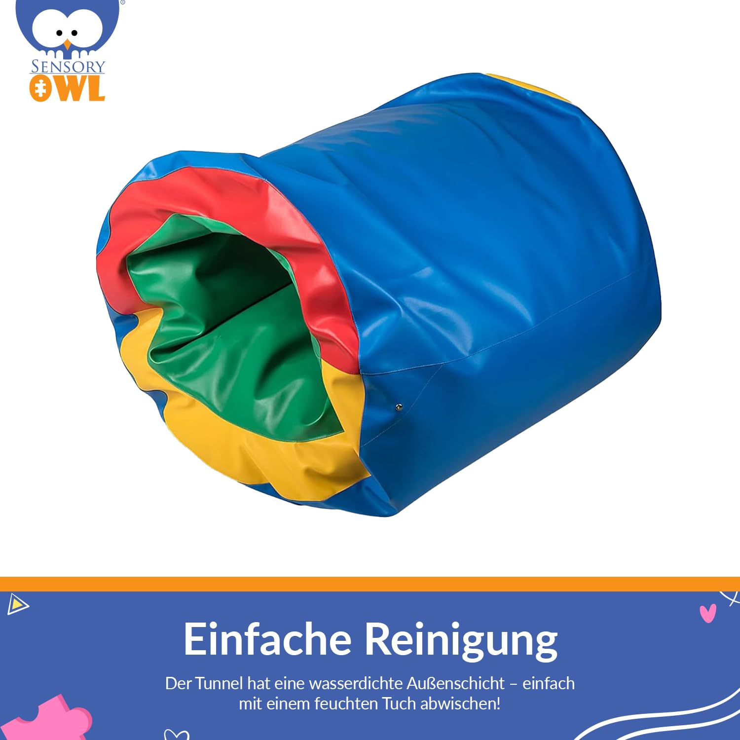 Sensorischer Tunnel Pouf Mit Füllung 2in1 Für Kinder 90 x 70 cm Sitzkissen Sinnestunnel Spieltunnel Polystyrol Kugeln Wasserdichter Bezug Stressabbau Autismus ADHD Hilfsmittel